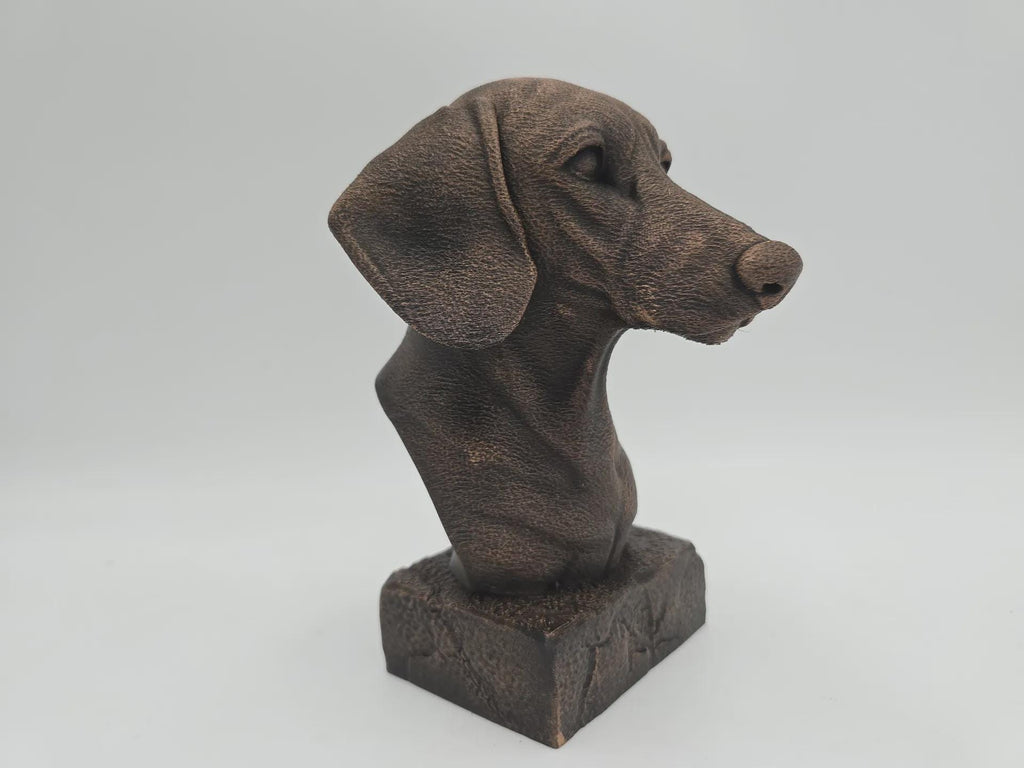 Bust of a long-haired dachshund dog statue - home decor dog lover hand-painted ornament