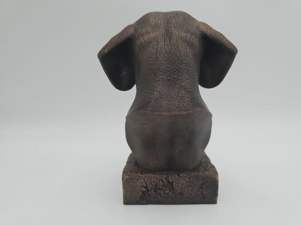 Bust of a long-haired dachshund dog statue - home decor dog lover hand-painted ornament