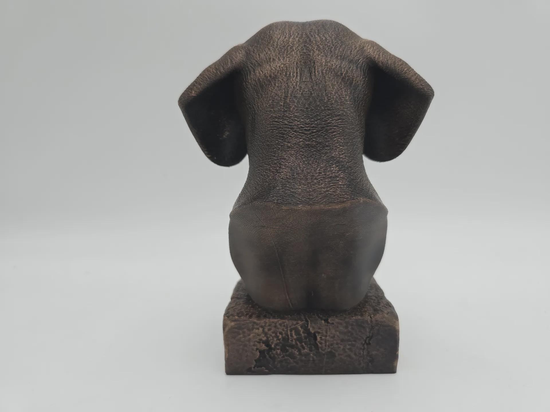 Bust of a long-haired dachshund dog statue - home decor dog lover hand-painted ornament