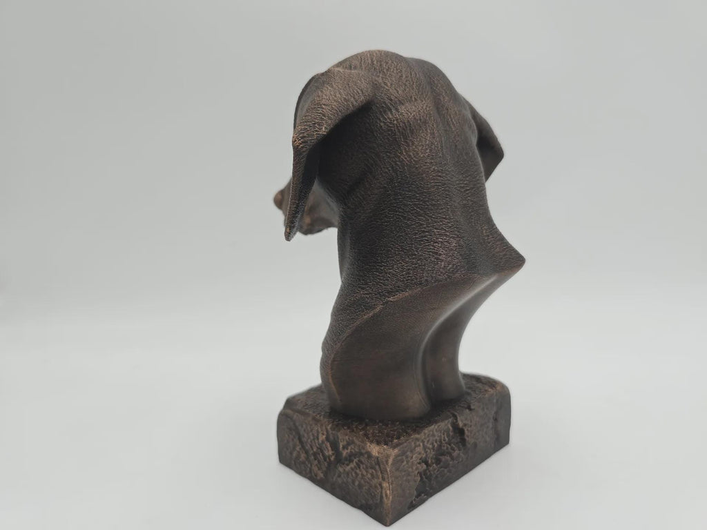 Bust of a long-haired dachshund dog statue - home decor dog lover hand-painted ornament