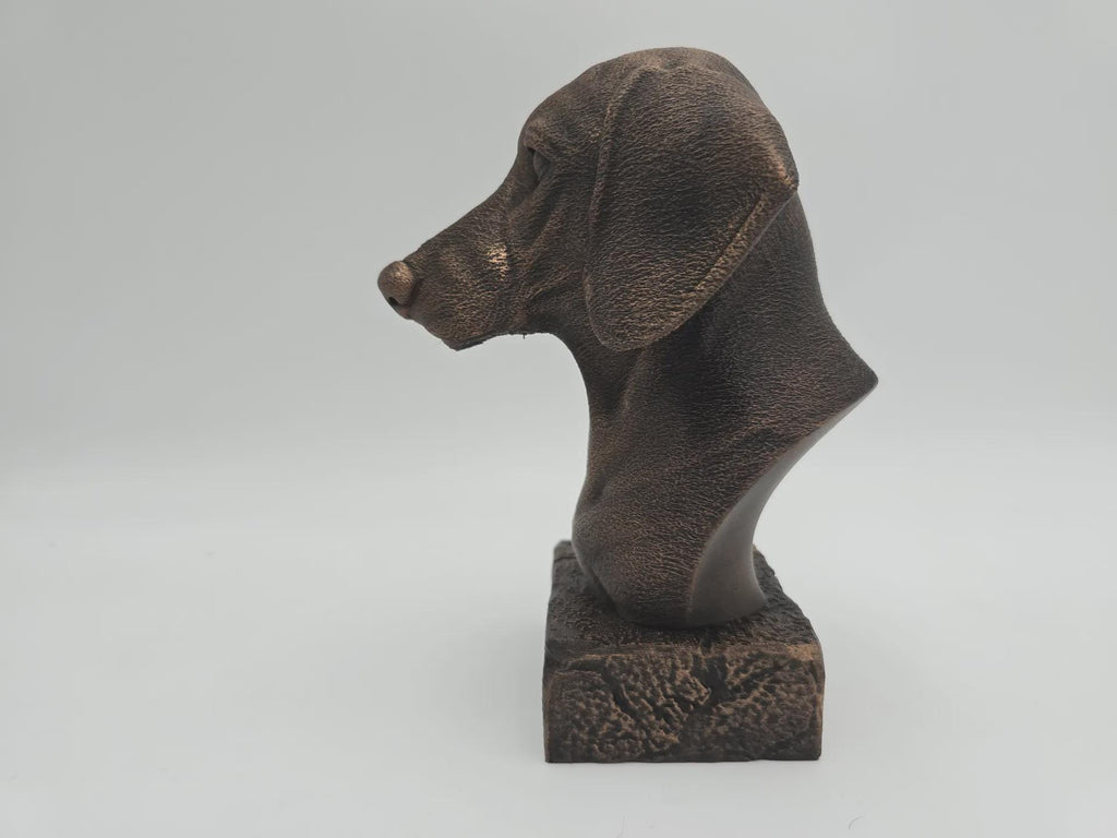 Bust of a long-haired dachshund dog statue - home decor dog lover hand-painted ornament
