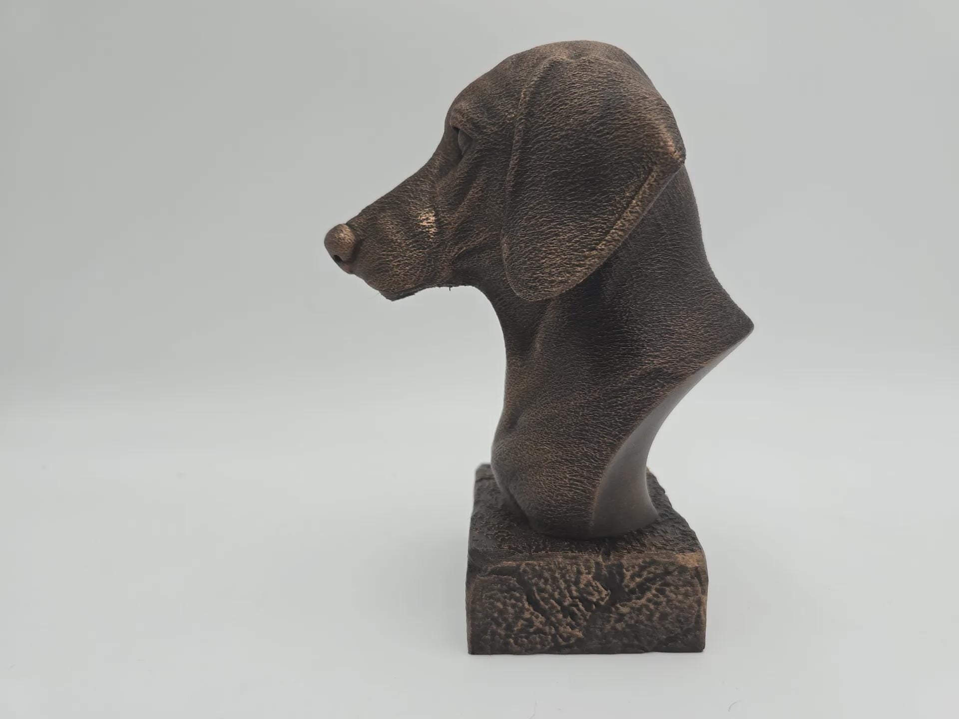 Bust of a long-haired dachshund dog statue - home decor dog lover hand-painted ornament