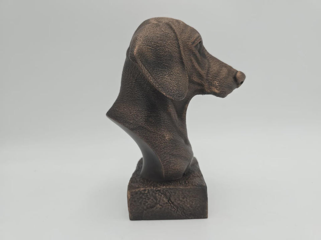 Bust of a long-haired dachshund dog statue - home decor dog lover hand-painted ornament