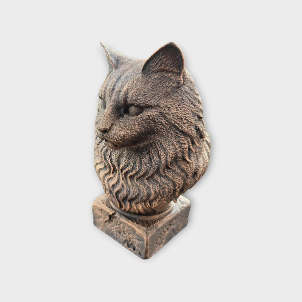 Bust of a Norwegian Forest Cat statue - home decor lover gift him her handpainted ornament