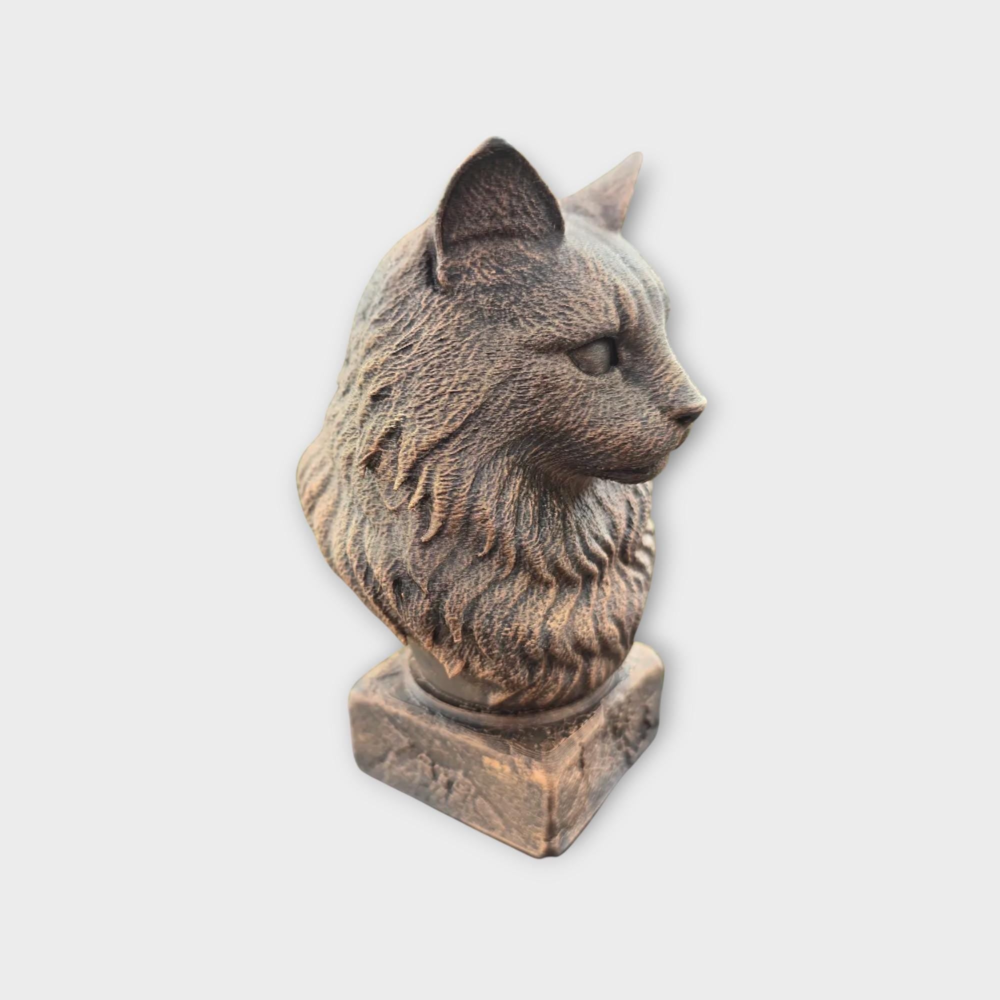 Bust of a Norwegian Forest Cat statue - home decor lover gift him her handpainted ornament
