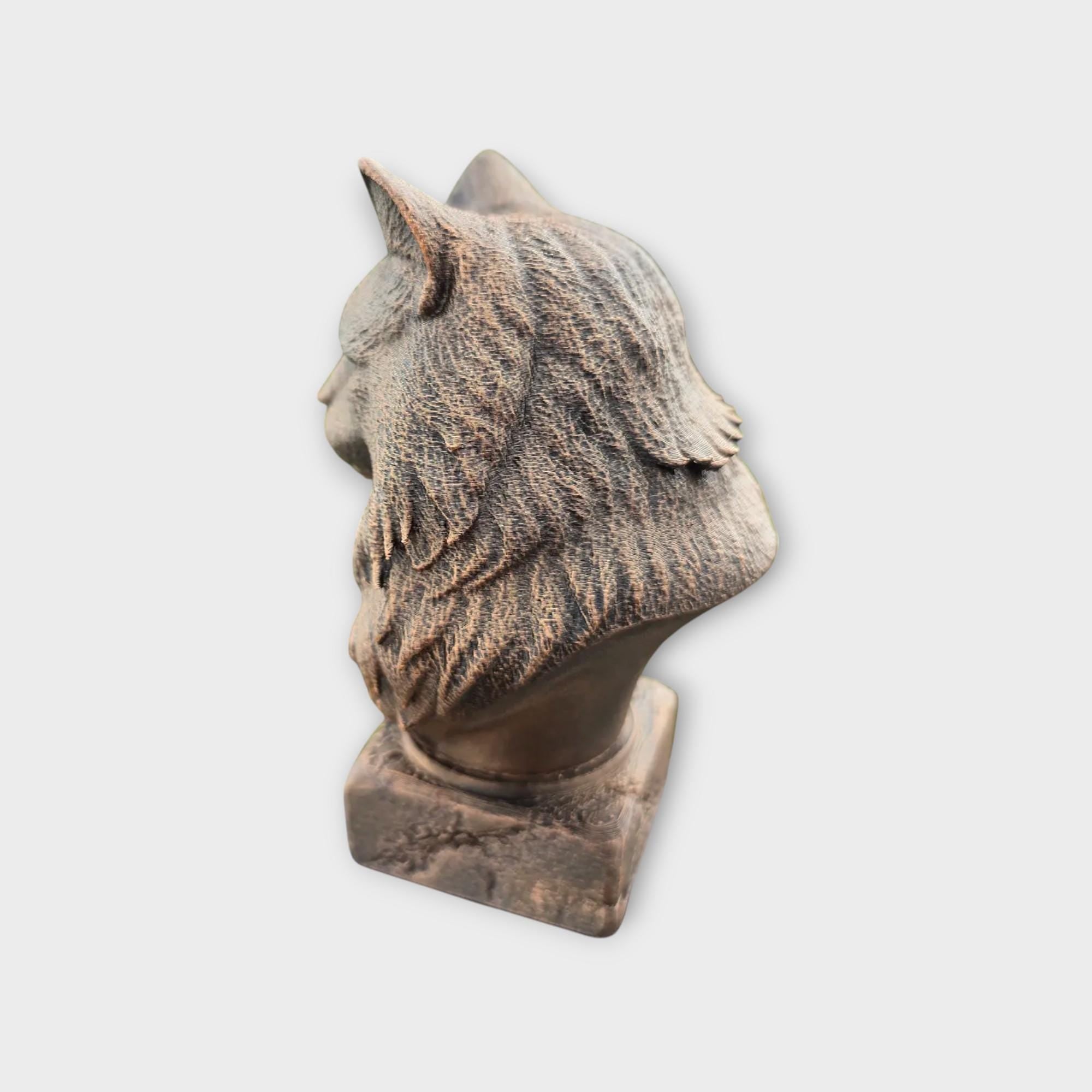 Bust of a Norwegian Forest Cat statue - home decor lover gift him her handpainted ornament