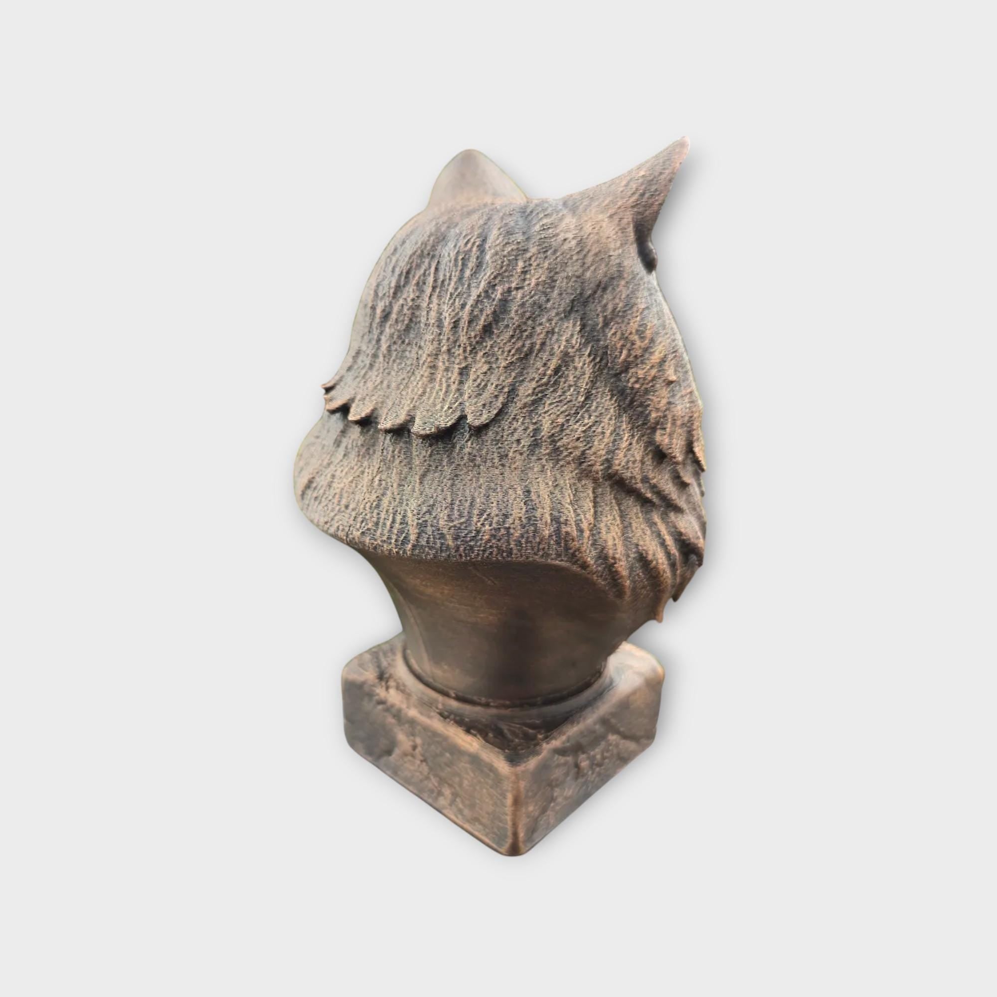 Bust of a Norwegian Forest Cat statue - home decor lover gift him her handpainted ornament