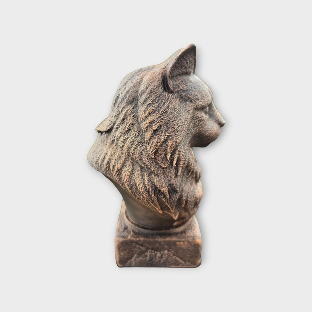Bust of a Norwegian Forest Cat statue - home decor lover gift him her handpainted ornament
