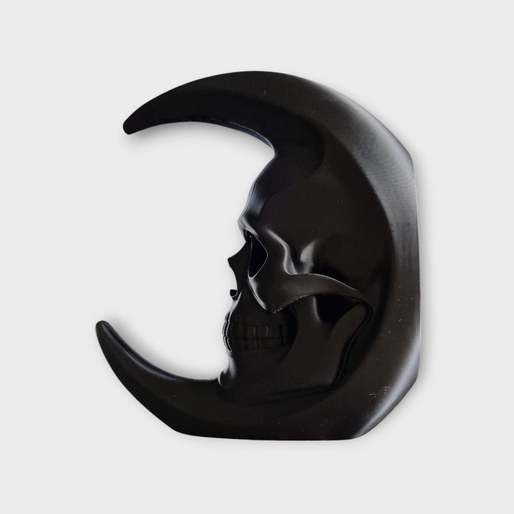 Crescent Moon Skull Decor | Gothic Moon Sculpture | Halloween Skull Ornament | Occult Crescent Decor | Dark Academia Room Accent