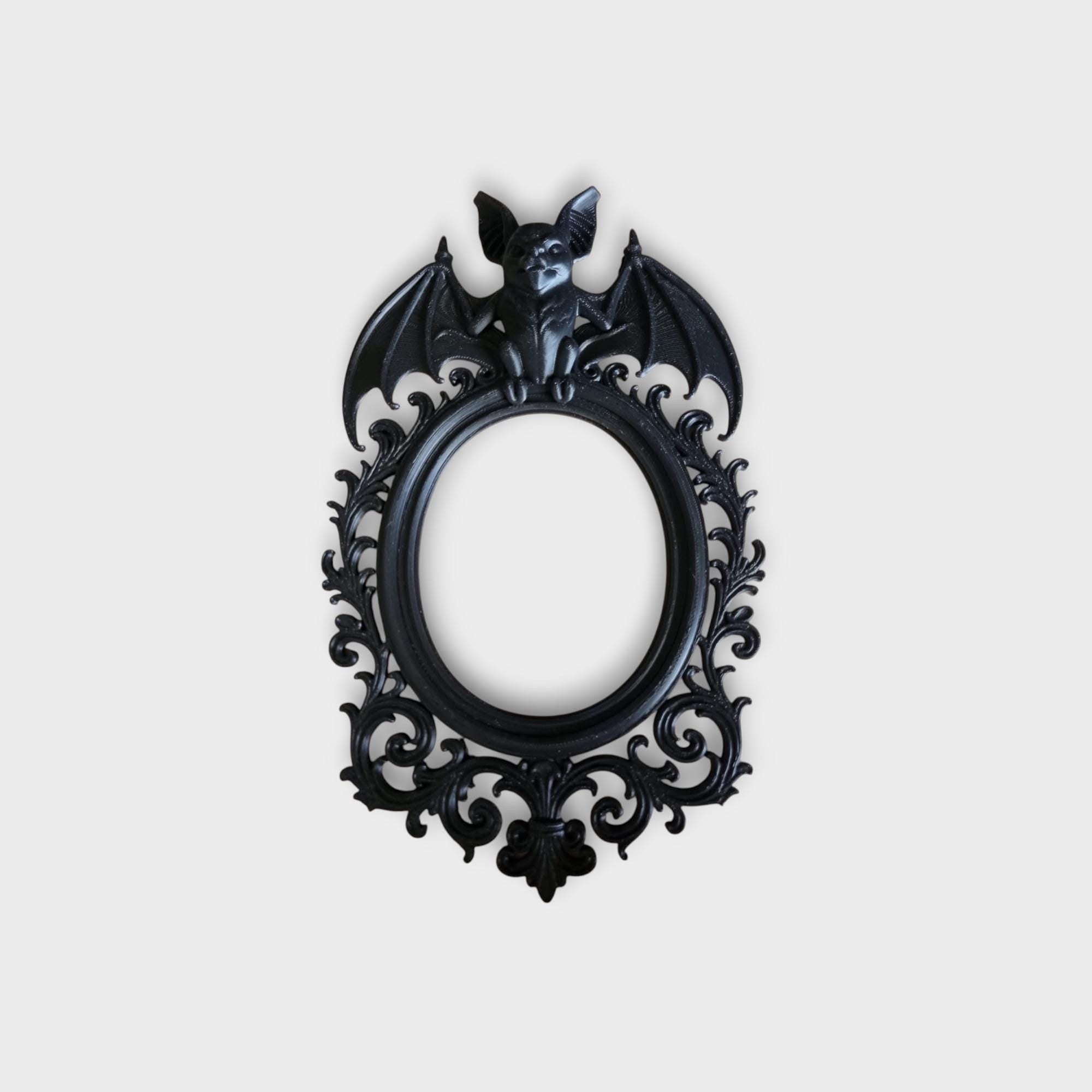 Bat Baroque Wall Frame | Gothic Halloween Decor | Spooky Bat Photo Frame | Occult Wall Art | Dark Fantasy Bat Hanging