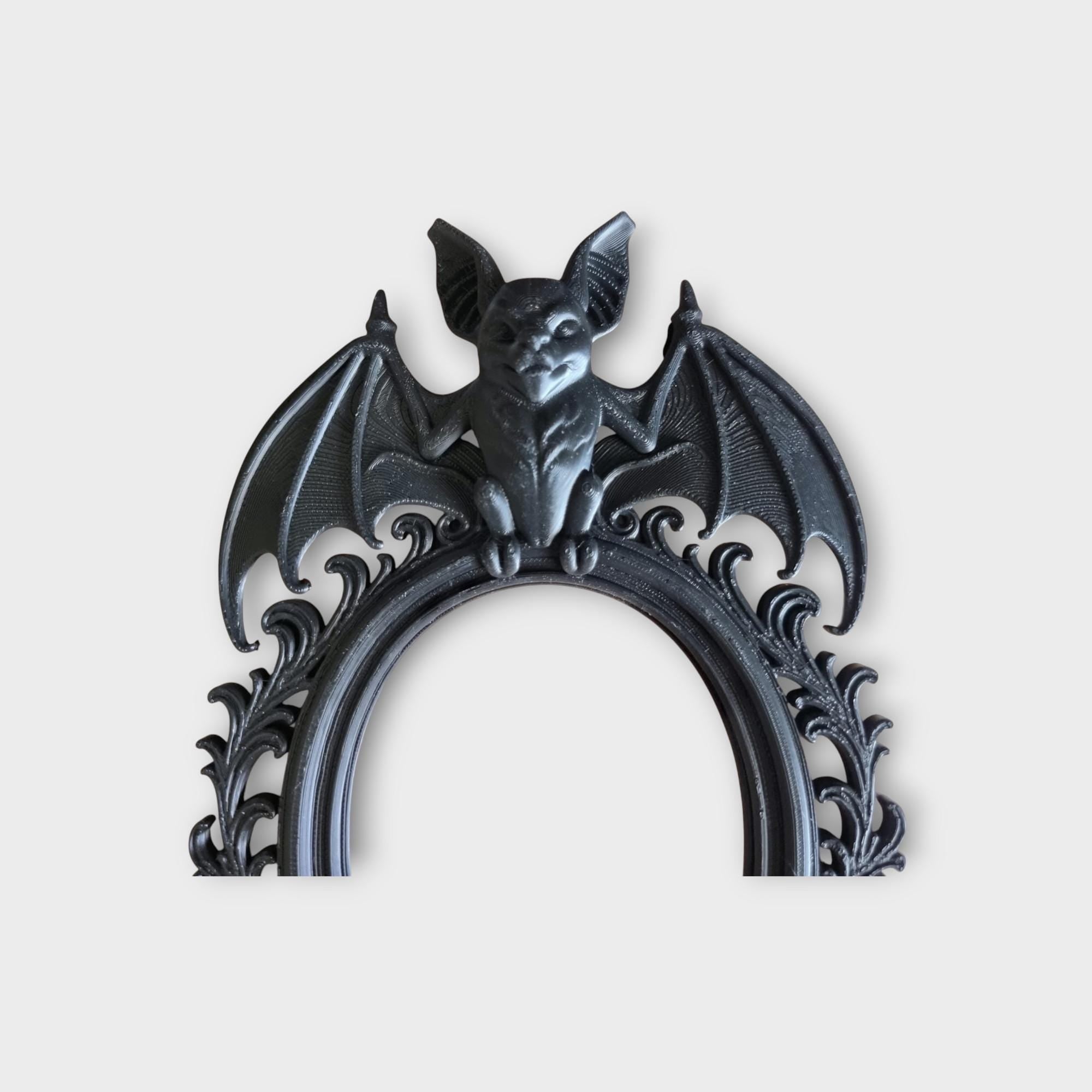 Bat Baroque Wall Frame | Gothic Halloween Decor | Spooky Bat Photo Frame | Occult Wall Art | Dark Fantasy Bat Hanging