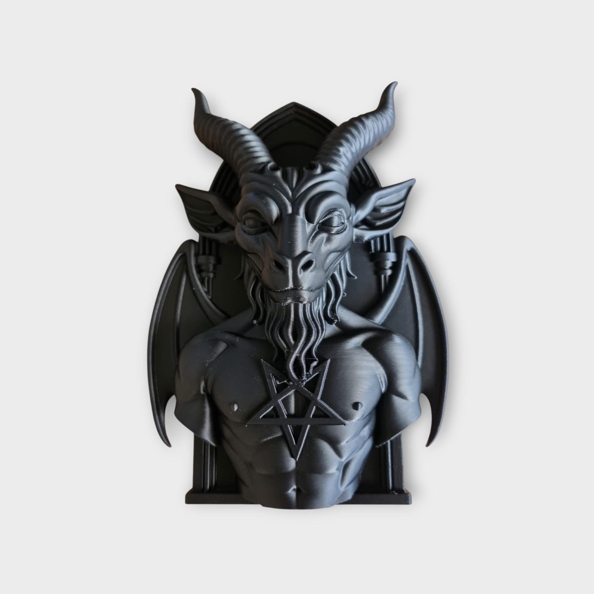 Baphomet Wall Hanging | Gothic Demon Wall Decor | Halloween Satanic Art | Occult Goat Head Plaque | Dark Fantasy Wall Sculpture