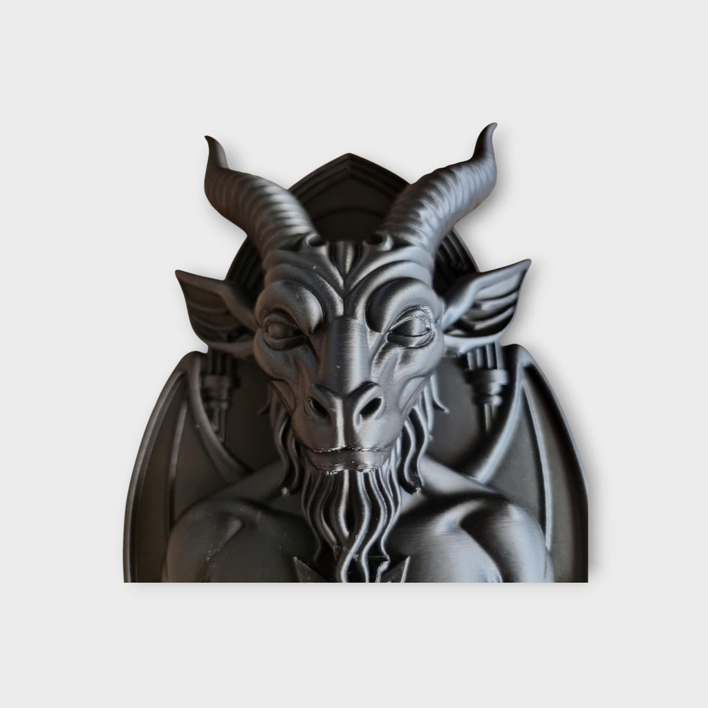 Baphomet-Wandbehang | Gothic-Dämon-Wanddekoration | Satanische Halloween-Kunst | Okkulte Ziegenkopf-Plakette | Dunkle Fantasy-Wandskulptur