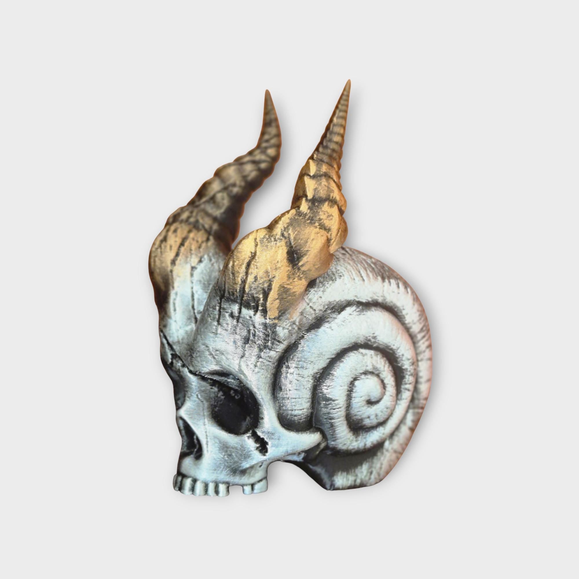 Ram Skull with Horns | Gothic Halloween Decor | Demon Skull Statue | Occult Home Decoration | Dark Fantasy Ram Head Figurine