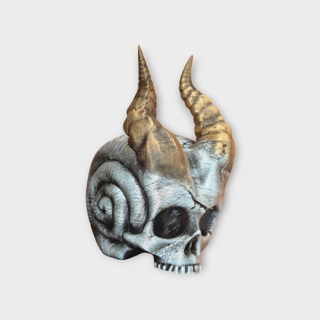 Ram Skull with Horns | Gothic Halloween Decor | Demon Skull Statue | Occult Home Decoration | Dark Fantasy Ram Head Figurine