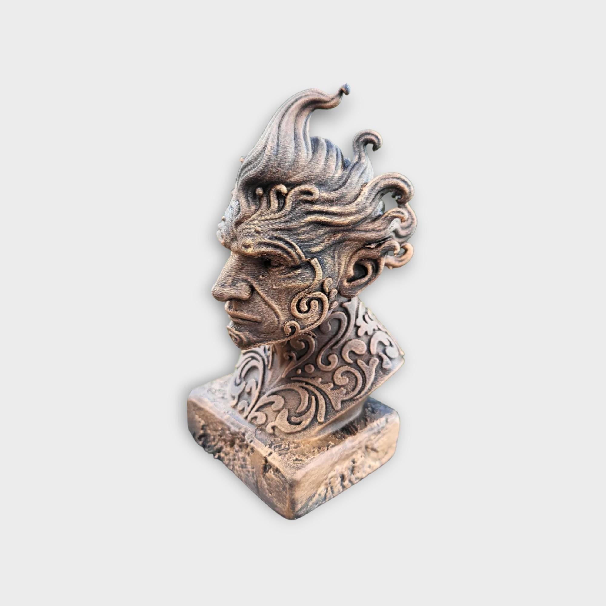 Büste einer Wasserelementarstatue - handbemalt Wohndekor mythisches Liebhabergeschenk für ihn oder sie Ornament