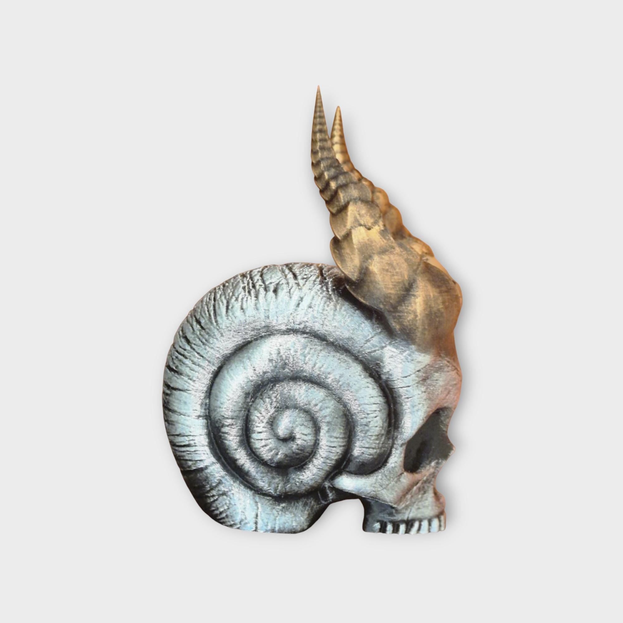 Ram Skull with Horns | Gothic Halloween Decor | Demon Skull Statue | Occult Home Decoration | Dark Fantasy Ram Head Figurine