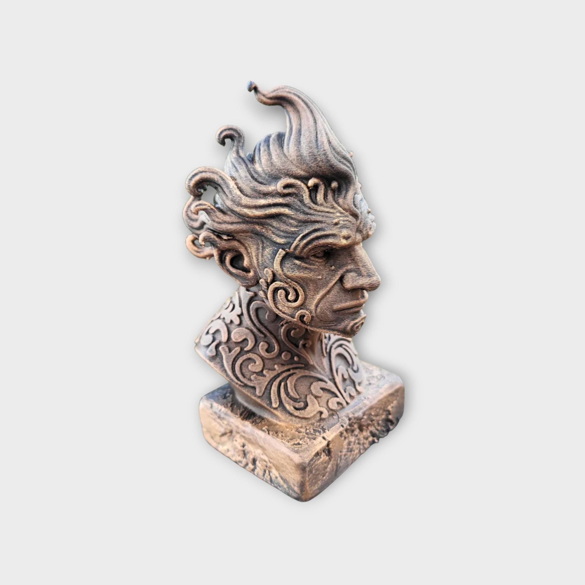 Büste einer Wasserelementarstatue - handbemalt Wohndekor mythisches Liebhabergeschenk für ihn oder sie Ornament