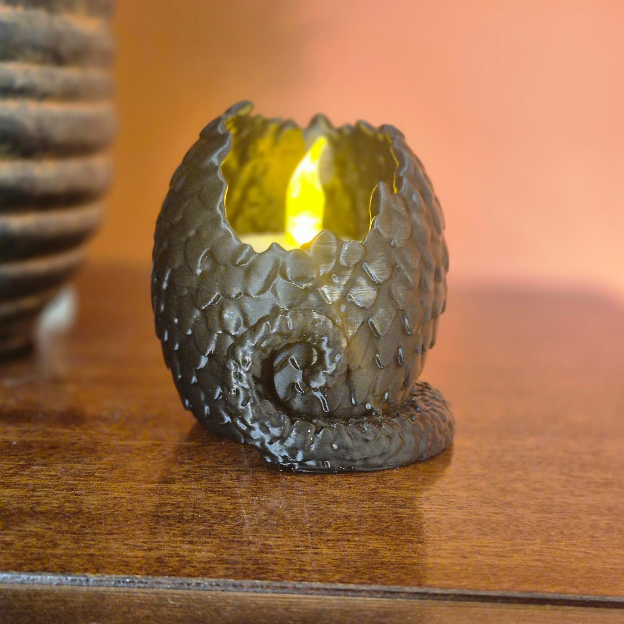 Drachenei-Teelichthalter – Fantasy-Wohndekor, handgefertigte Drachenei-Skulptur, einzigartiges Geschenk für Fantasy-Liebhaber