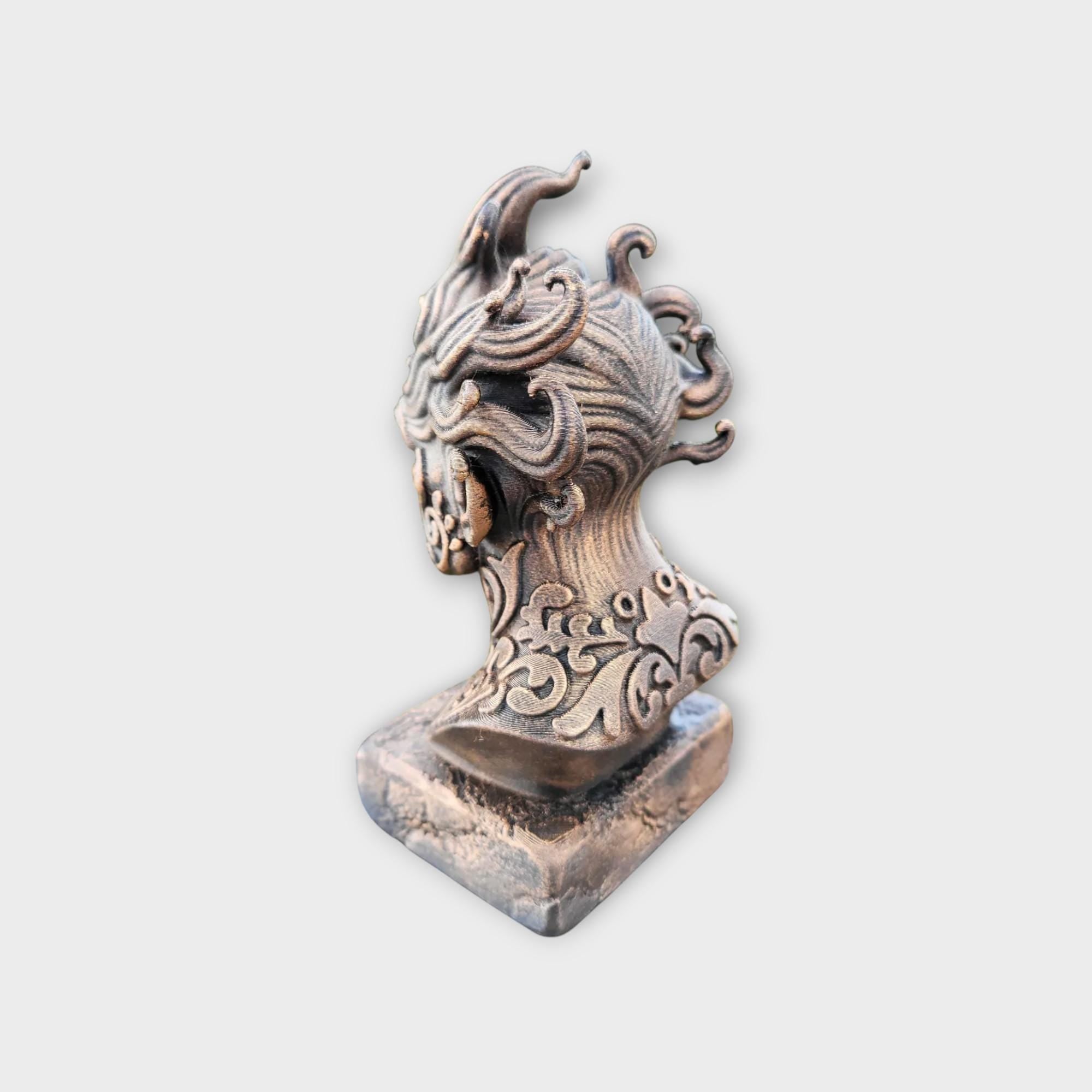 Bust of a Water elemental statue - handpainted home decor mythical lover gift him her ornament