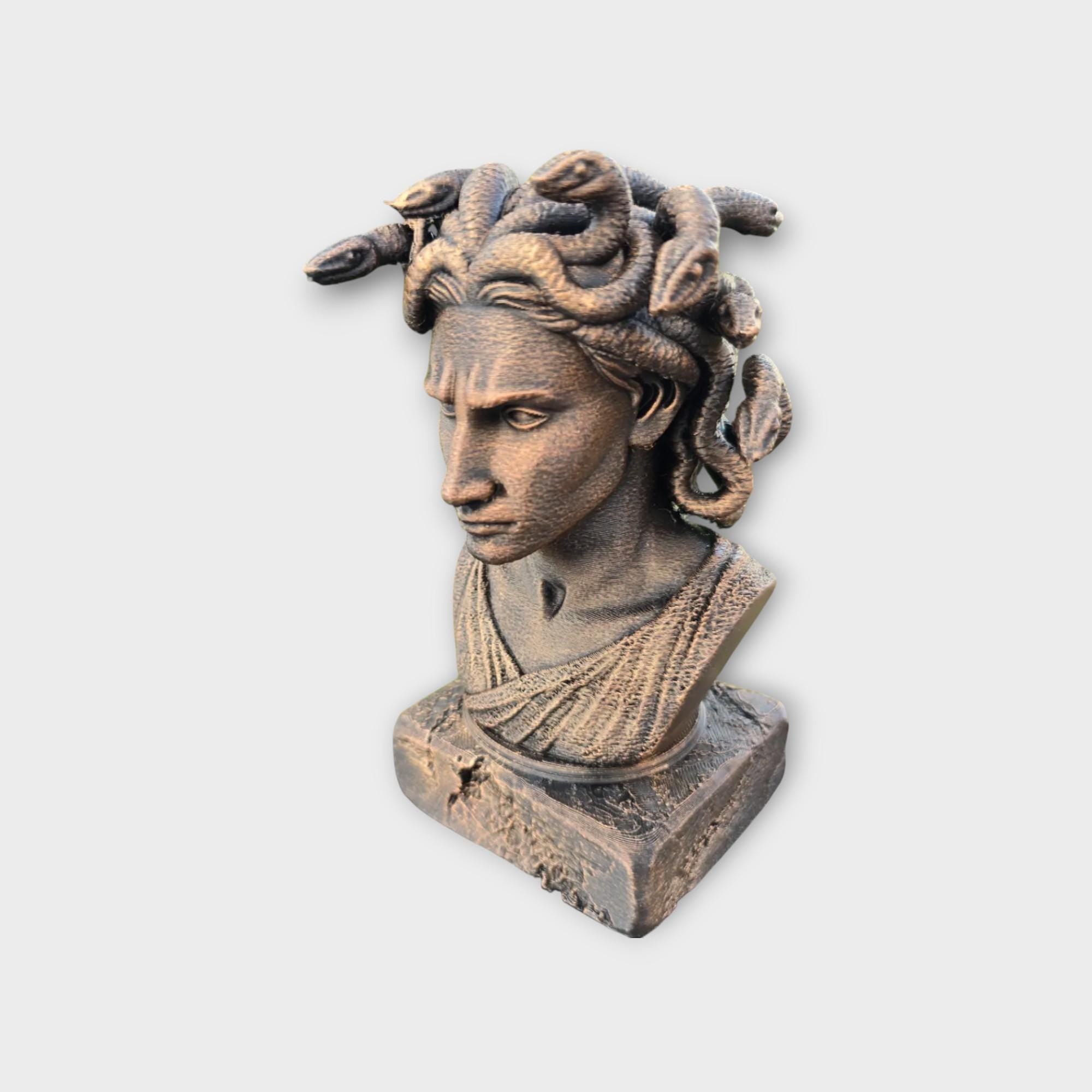 Bust of a Gorgon statue - handpainted home decor mythical lover gift him her ornament