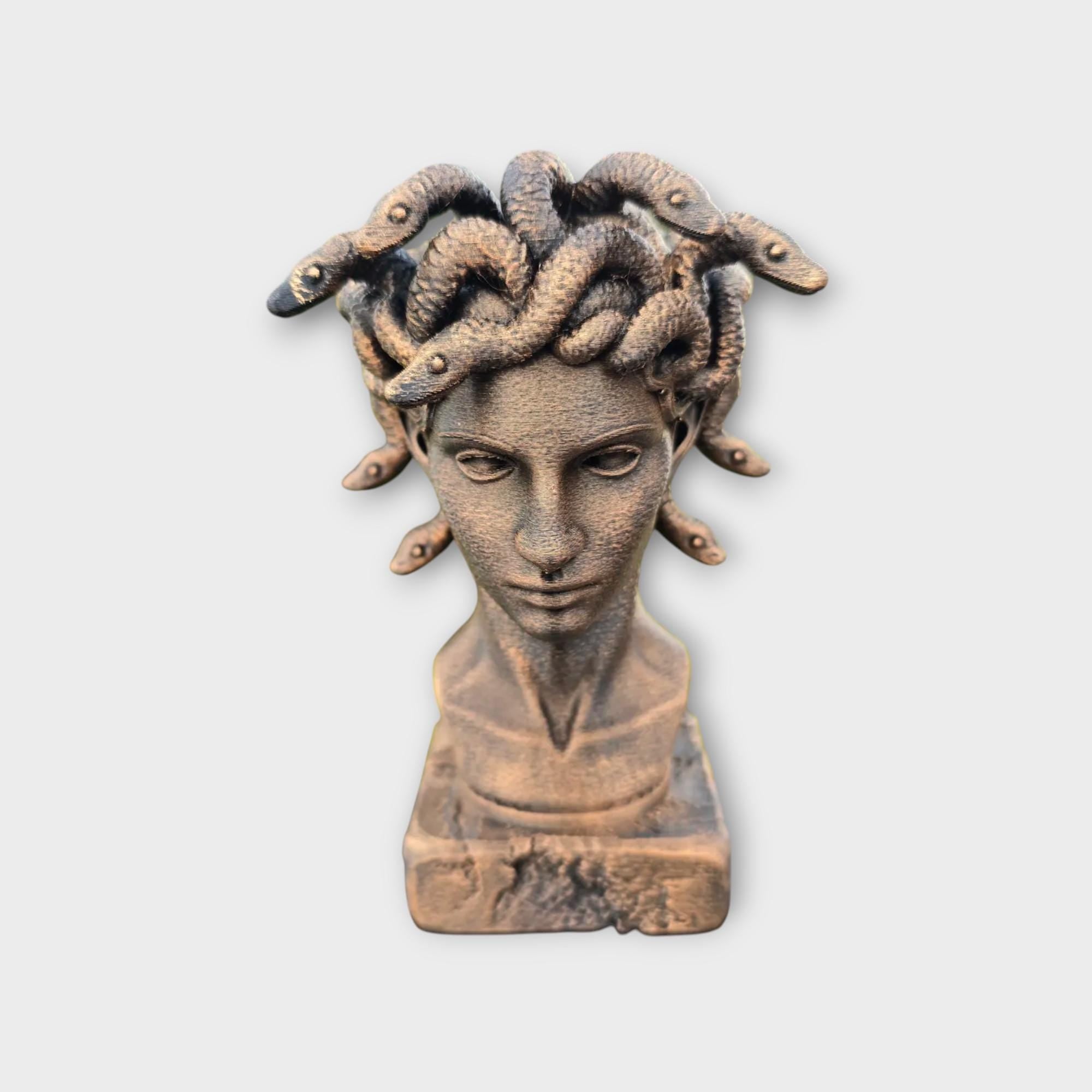 Bust of a Gorgon statue - handpainted home decor mythical lover gift him her ornament