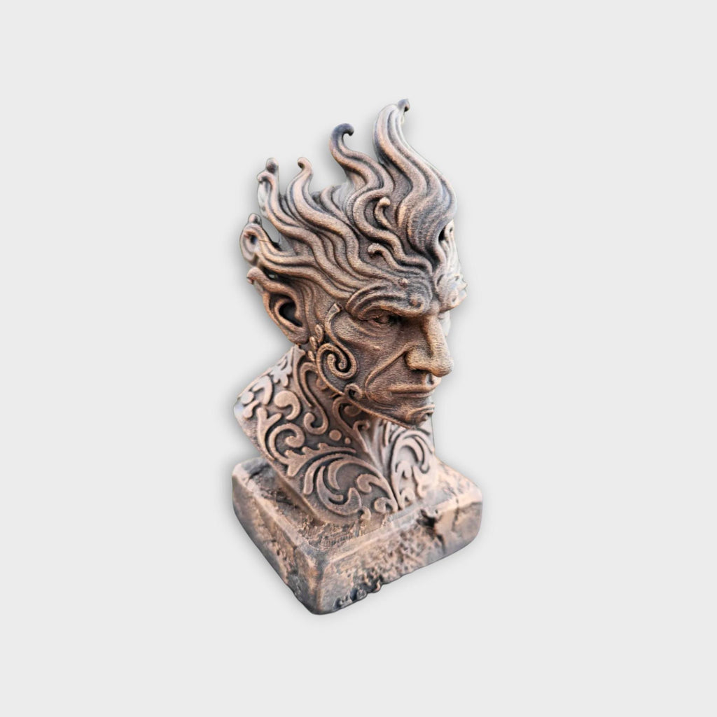 Bust of a Fire elemental statue - handpainted home decor mythical lover gift him her ornament