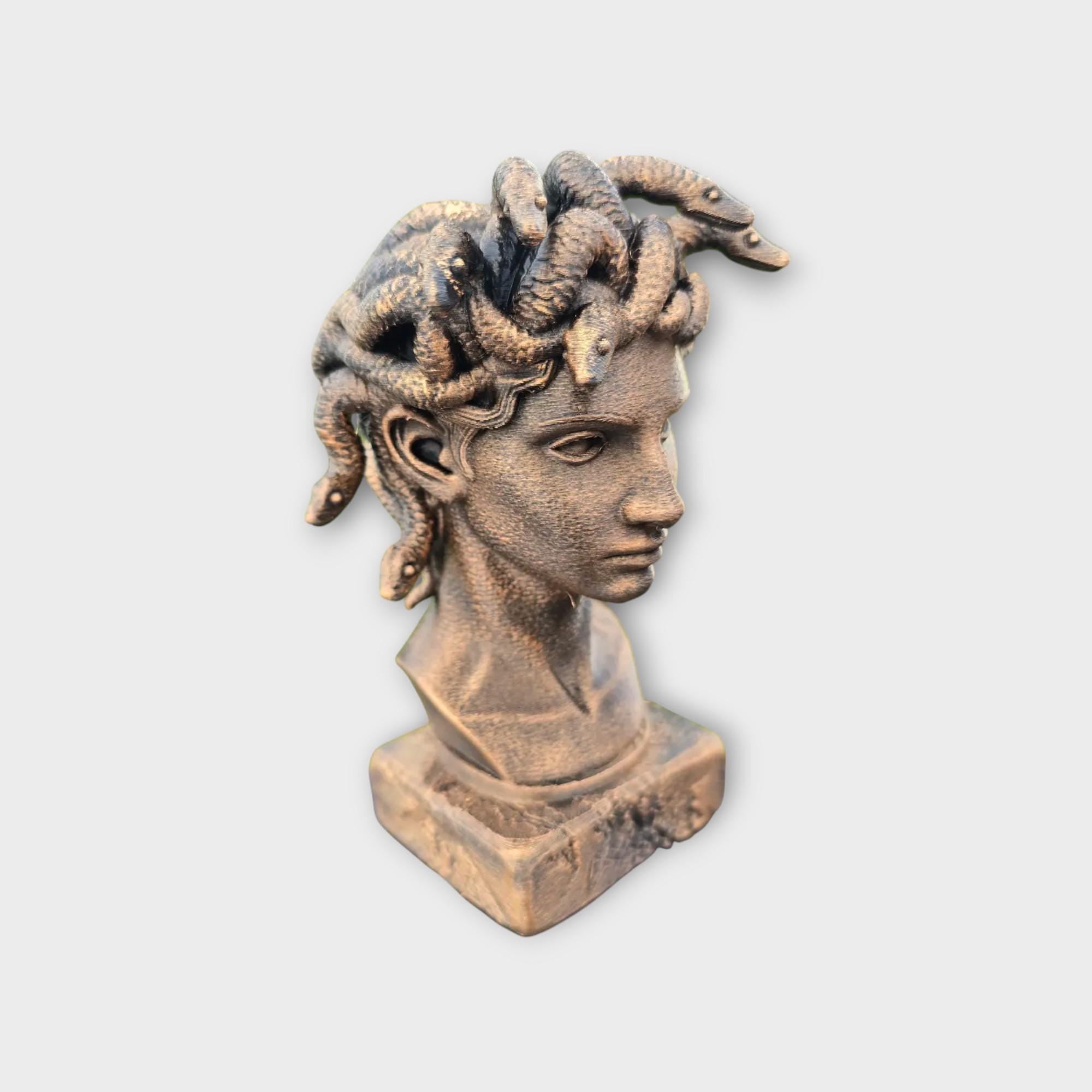 Bust of a Gorgon statue - handpainted home decor mythical lover gift him her ornament