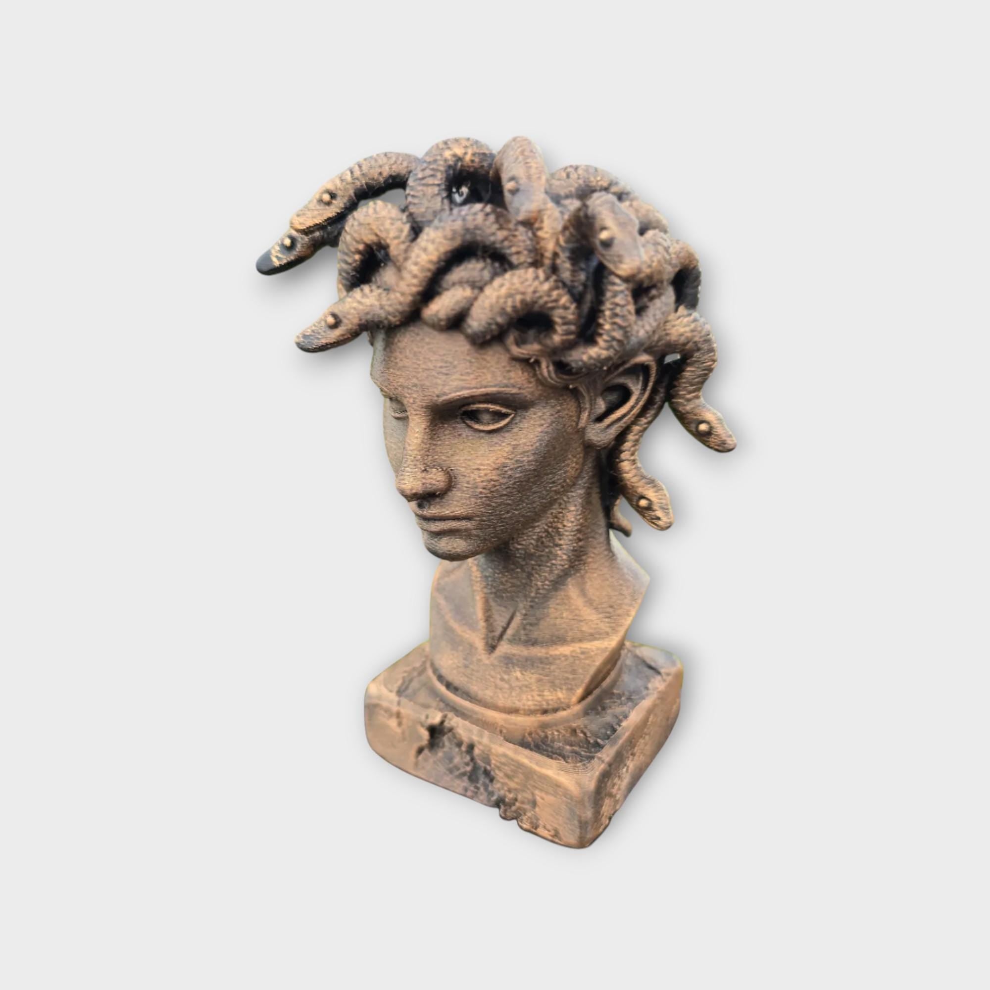 Bust of a Gorgon statue - handpainted home decor mythical lover gift him her ornament