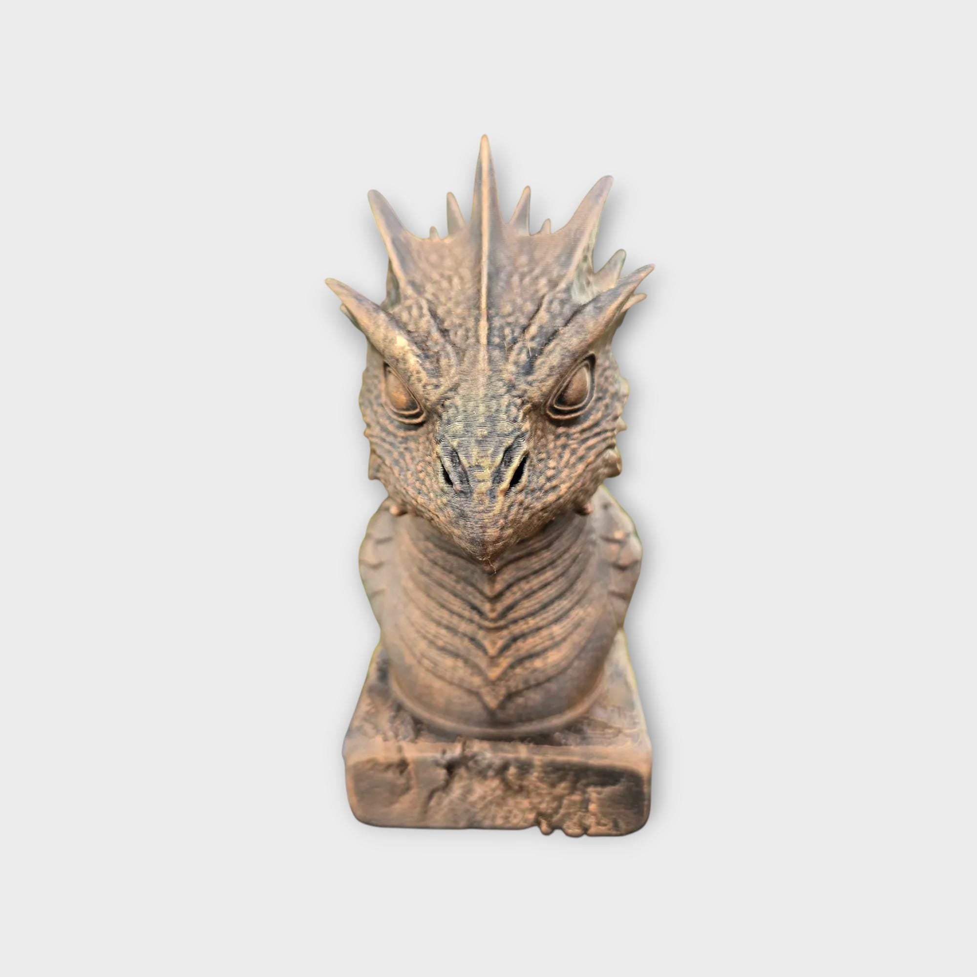 Bust of a Basilisk monster statue - handpainted home decor dog lover gift him her ornament