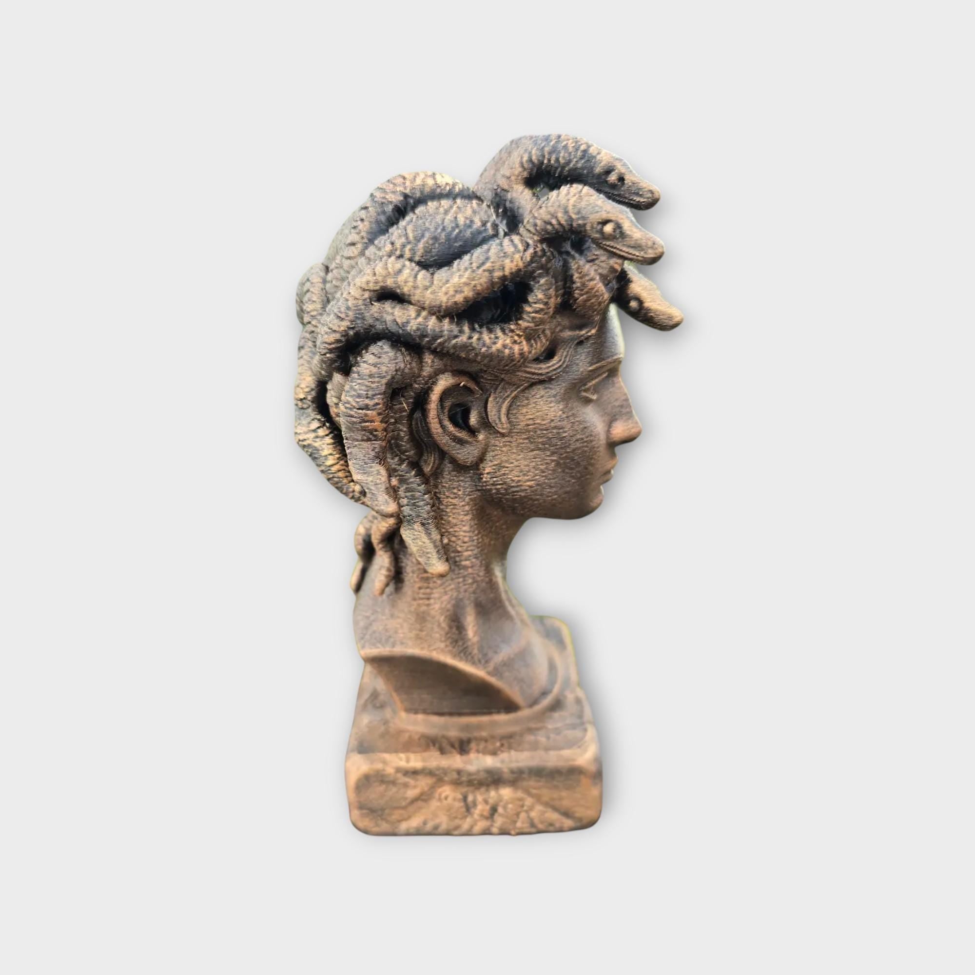 Bust of a Gorgon statue - handpainted home decor mythical lover gift him her ornament
