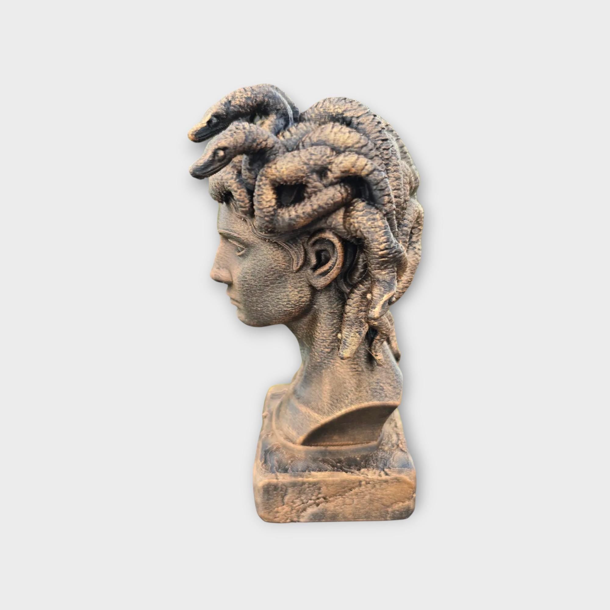Bust of a Gorgon statue - handpainted home decor mythical lover gift him her ornament