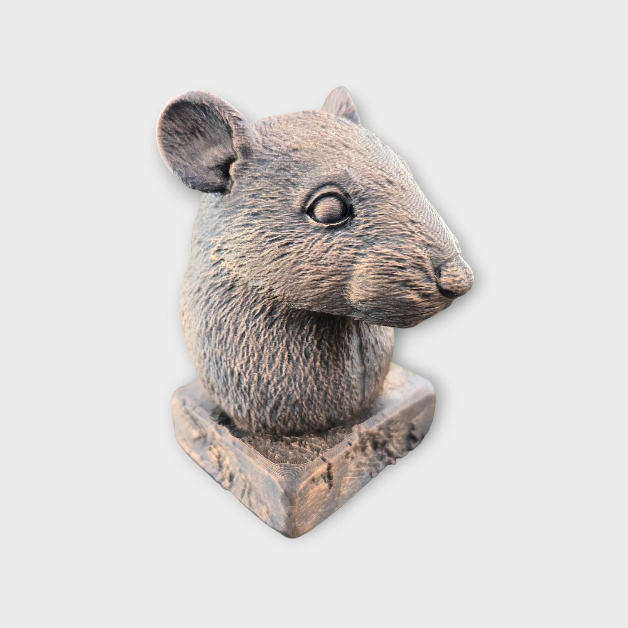 Bust of a rat statue - home decor animal lover gift him her handpainted ornament