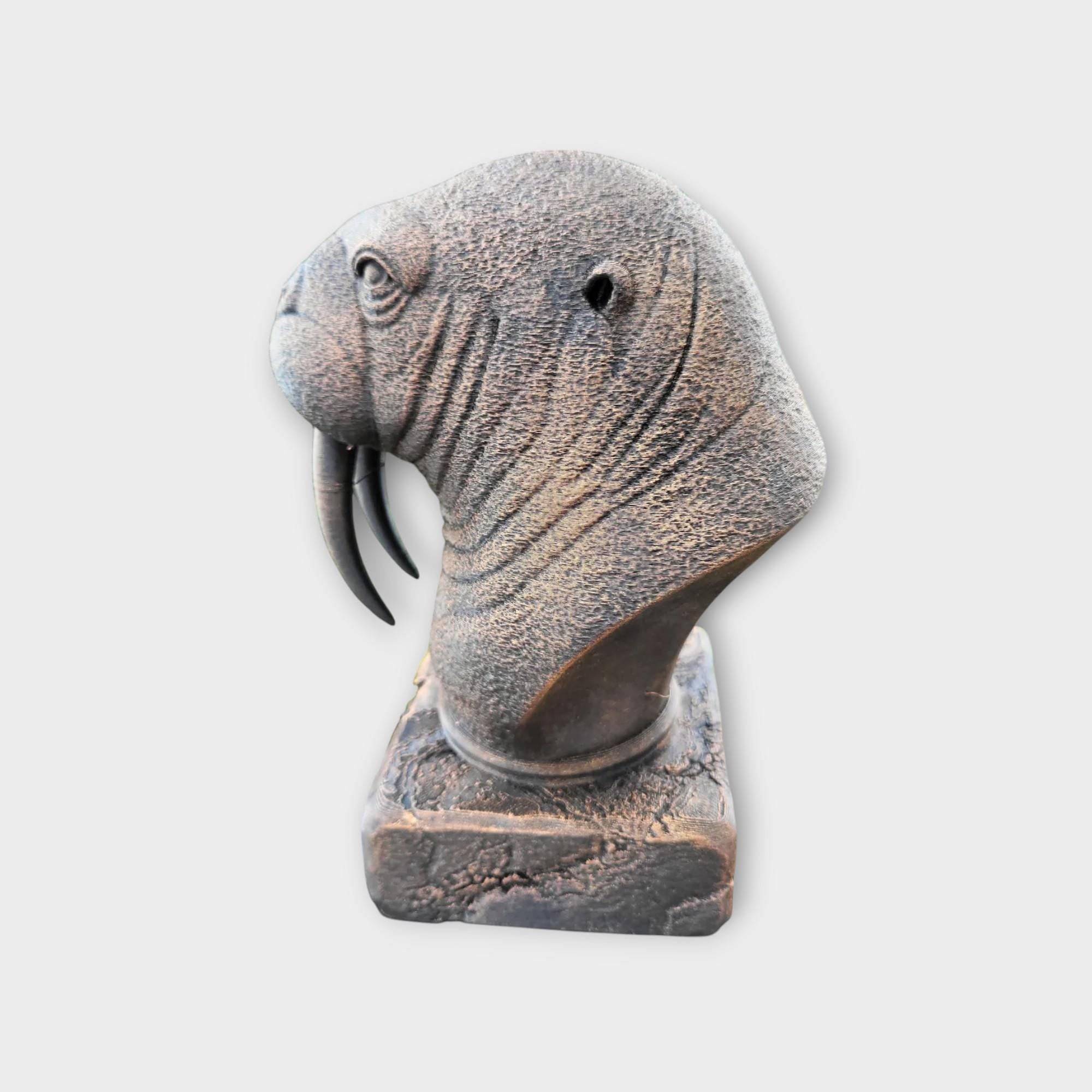Büste einer Walrossstatue - Wohndeko Tierliebhaber Geschenk für ihn oder sie handbemaltes Ornament