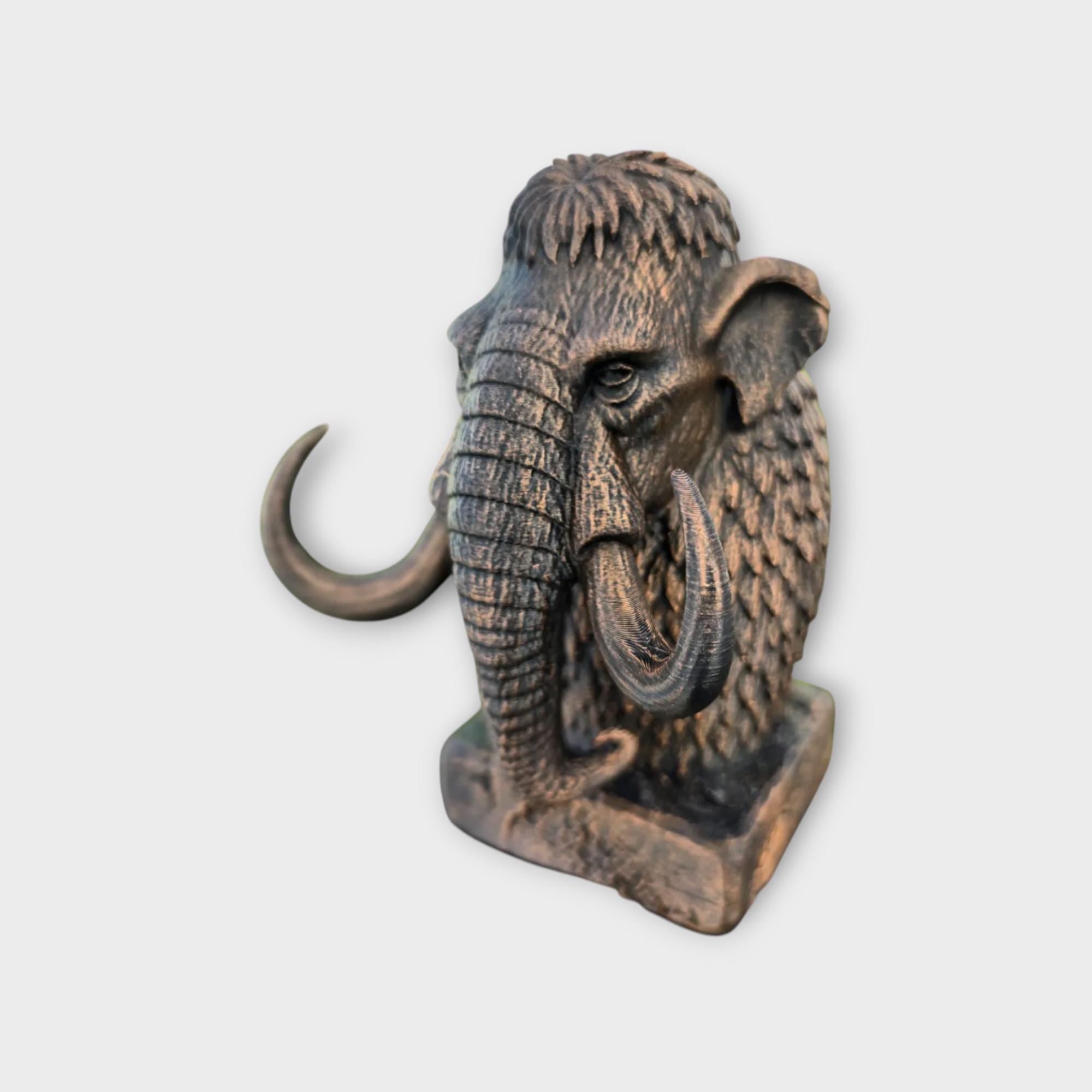 Bust of a Mammoth statue - home decor animal lover gift him her handpainted ornament