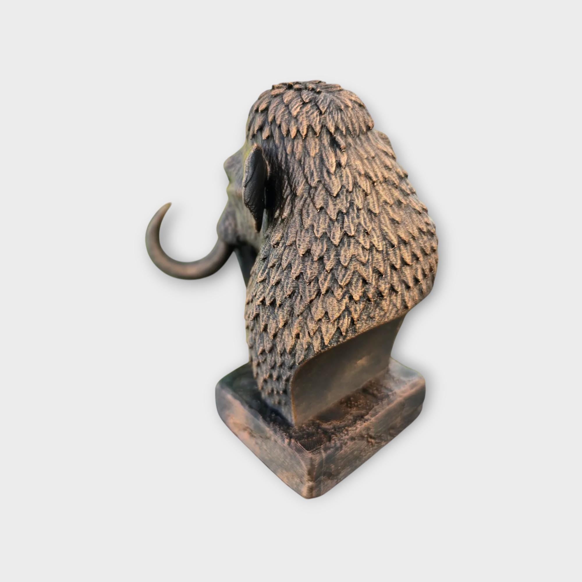 Bust of a Mammoth statue - home decor animal lover gift him her handpainted ornament