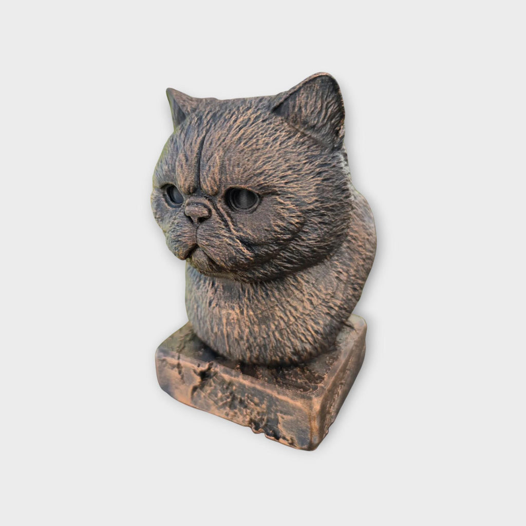 Bust of a exotic shorthair cat statue - home decor animal lover gift him her handpainted ornament