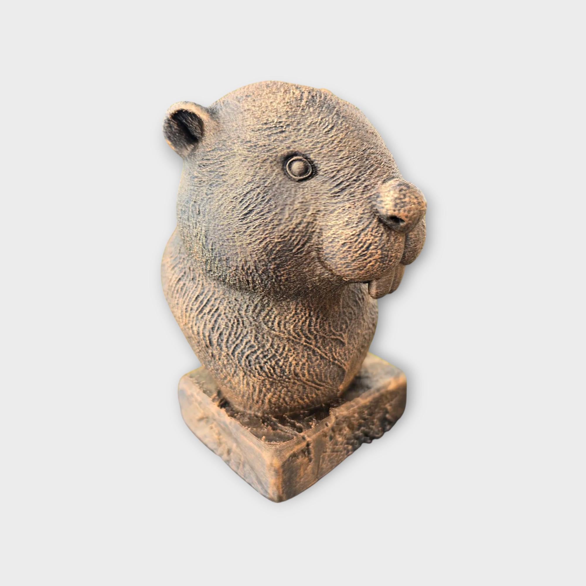 Bust of a beaver statue - home decor animal lover gift him her handpainted ornament