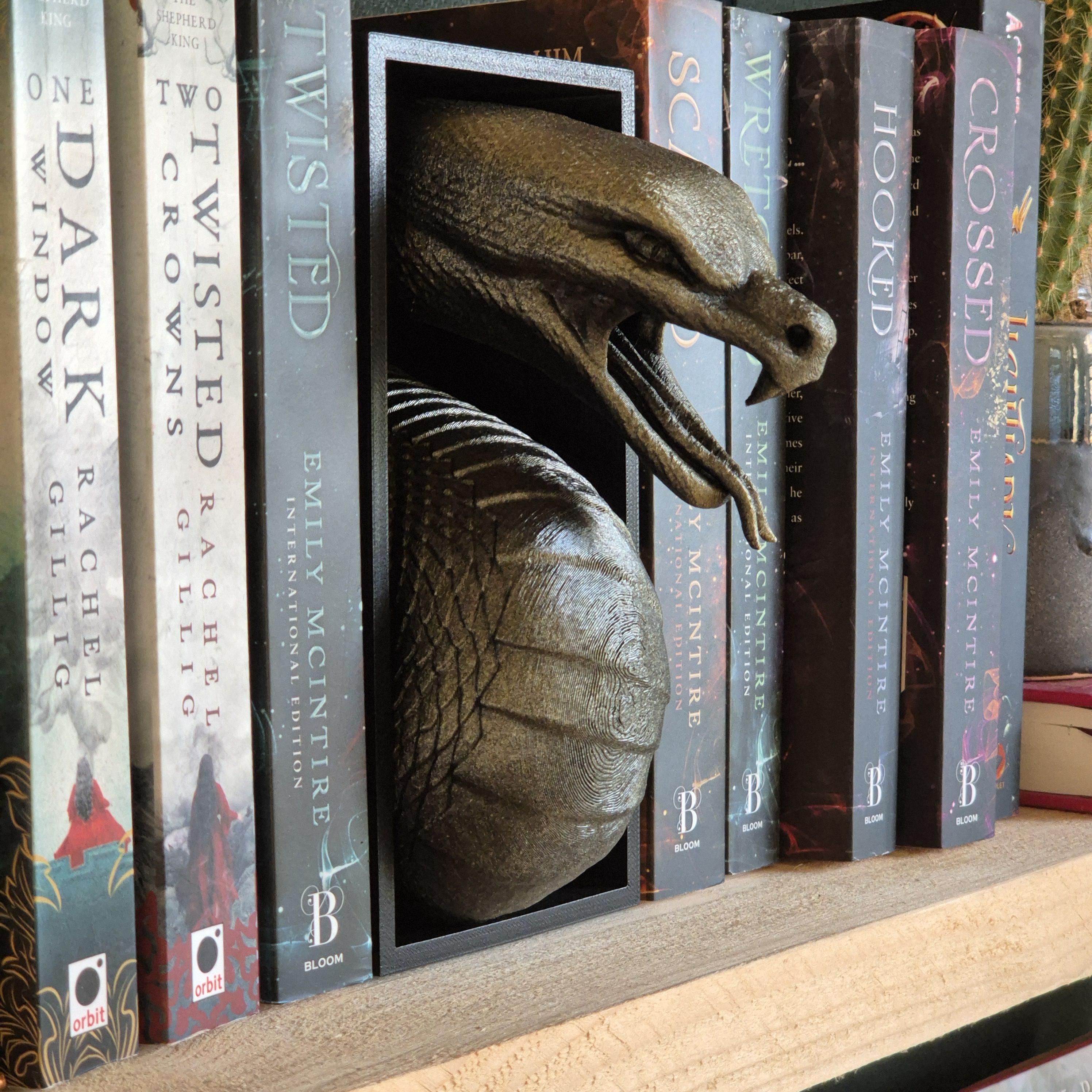 Unique Handcrafted Cobra Book Nook | Mystical Snake Bookend | Fantasy Bookshelf Decor