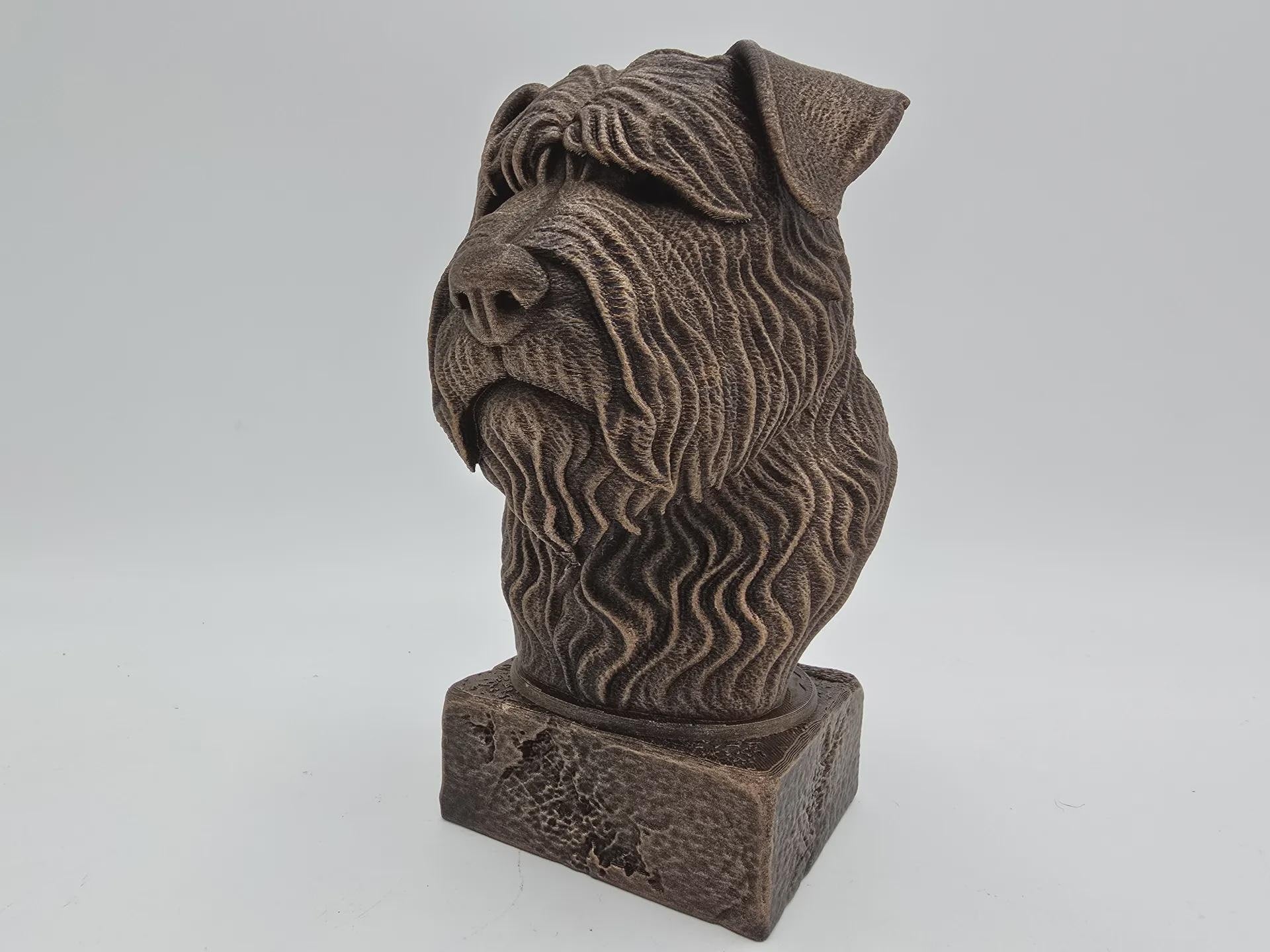 Bust of a bouvier des flandres dog statue - home decor dog lover handpainted ornament