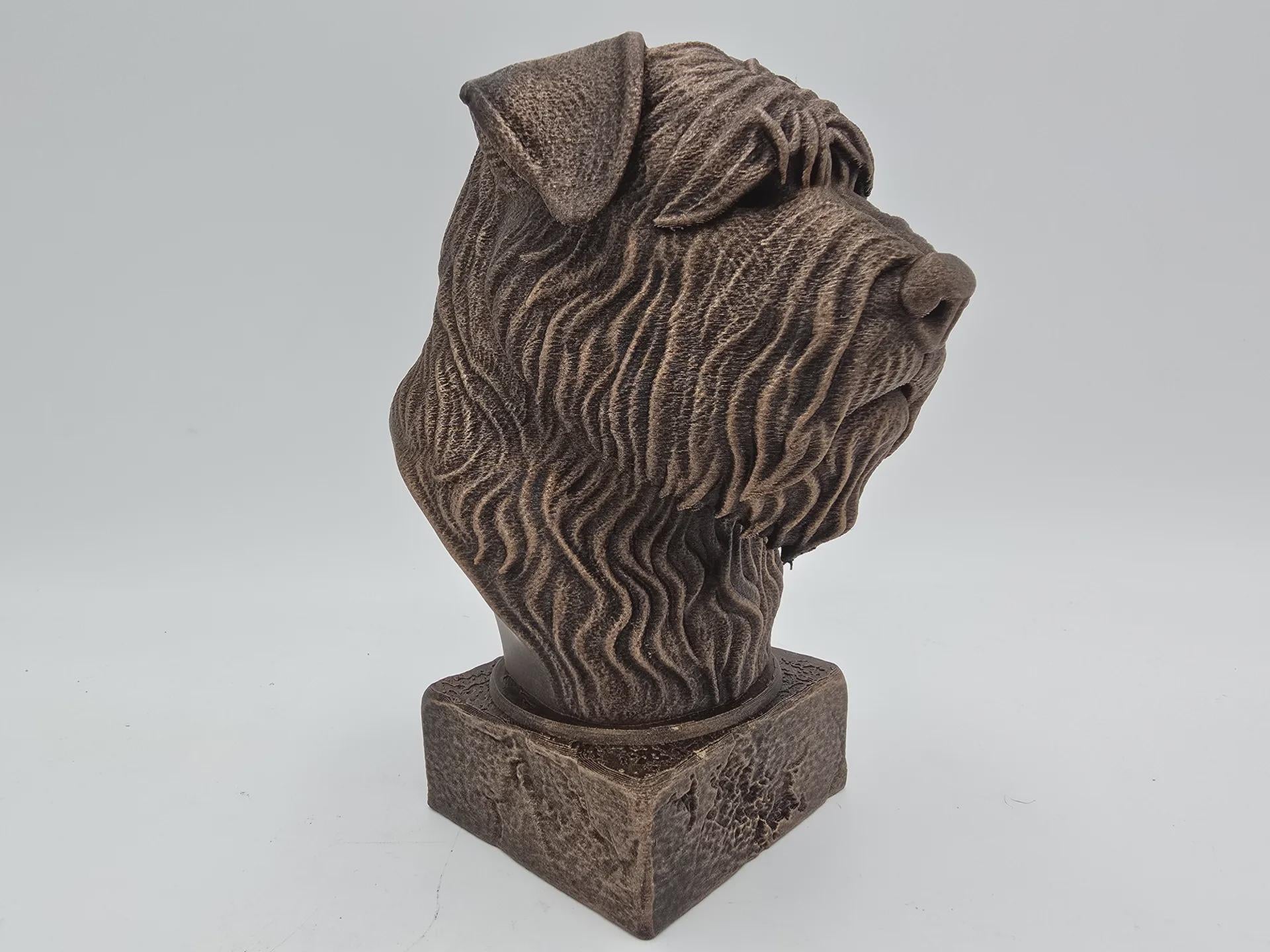 Bust of a bouvier des flandres dog statue - home decor dog lover handpainted ornament