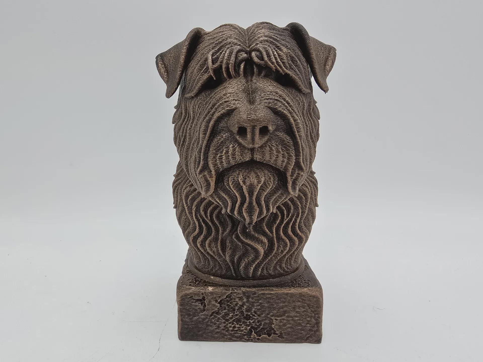 Bust of a bouvier des flandres dog statue - home decor dog lover handpainted ornament