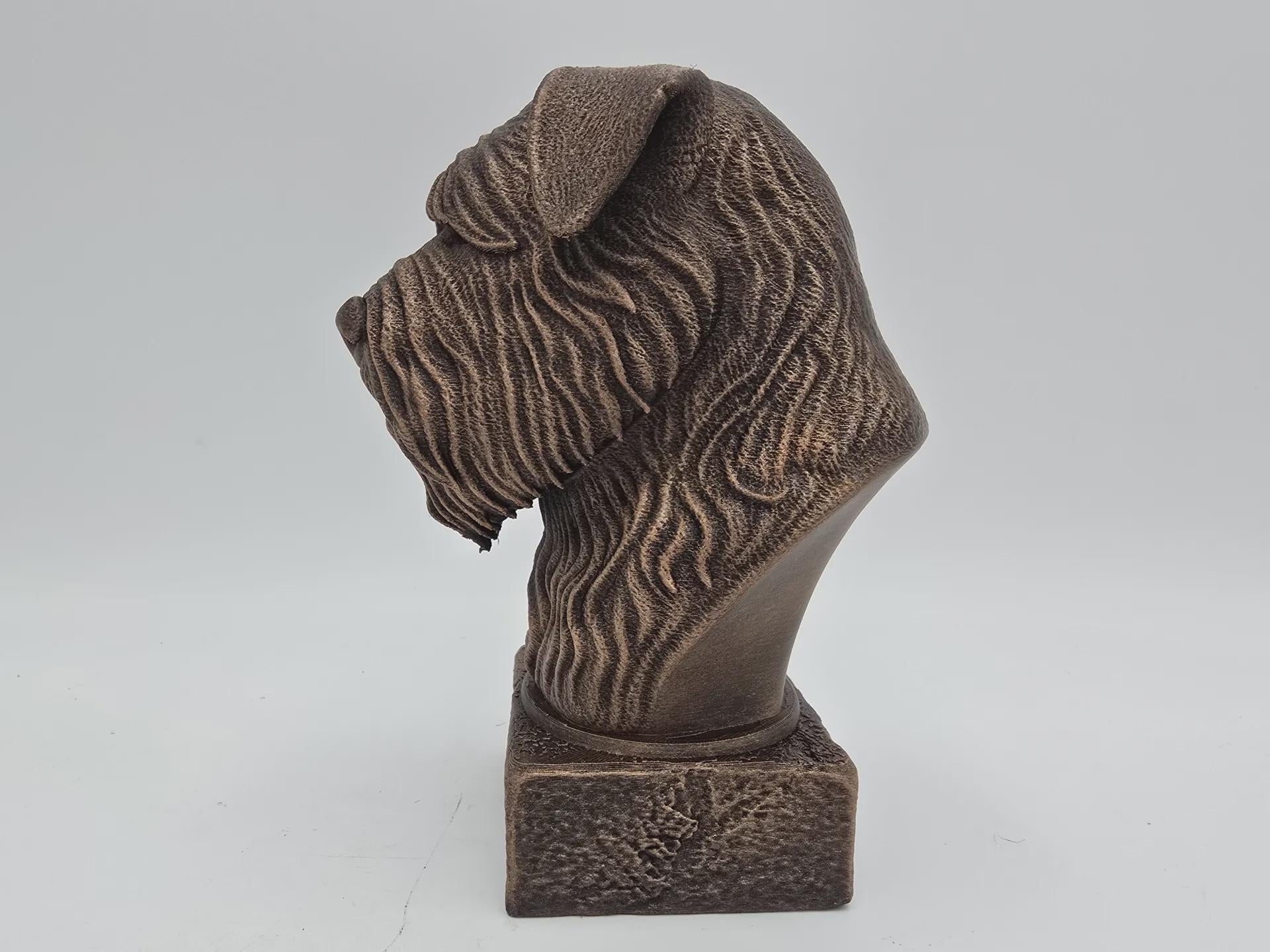 Bust of a bouvier des flandres dog statue - home decor dog lover handpainted ornament