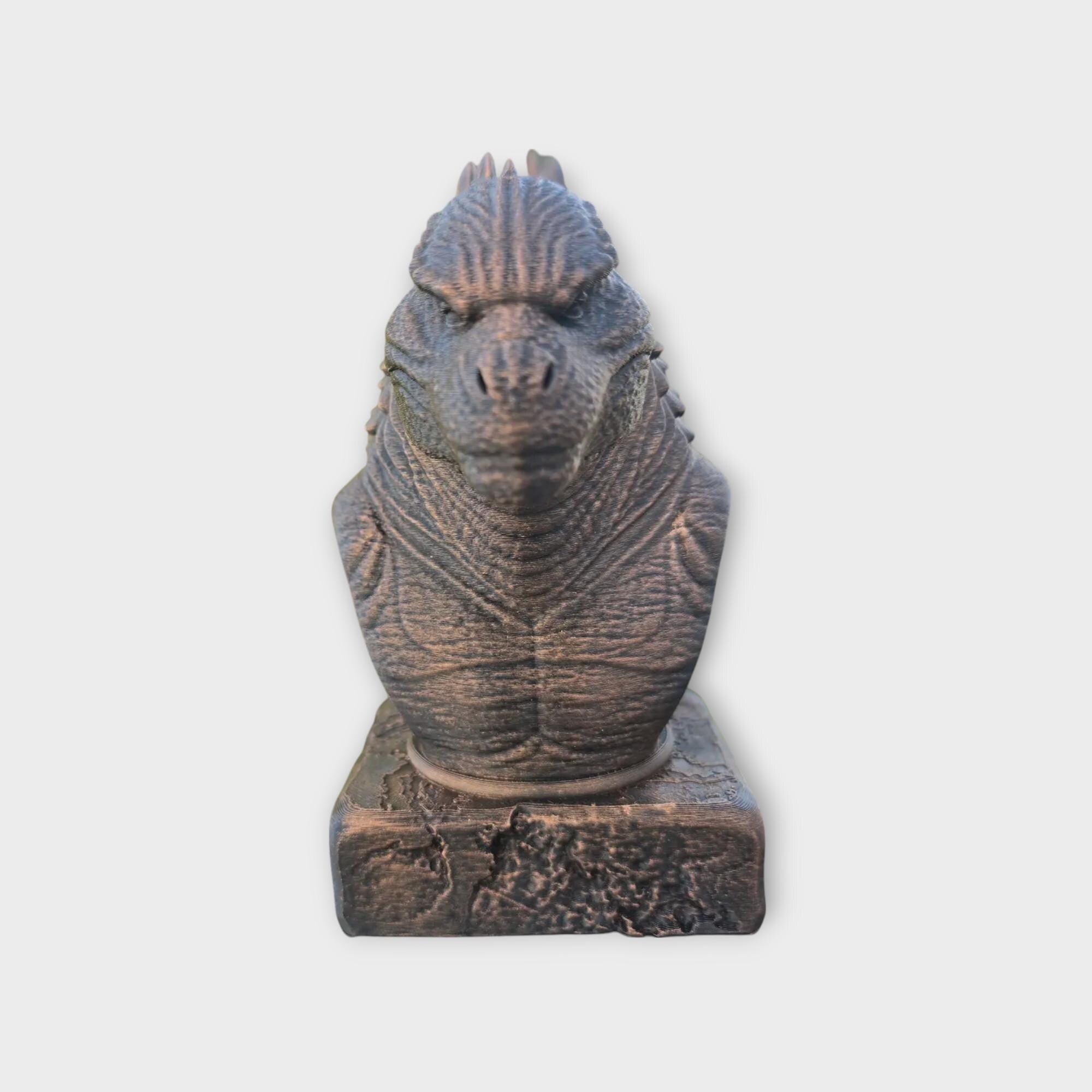Bust of Godzilla statue - handpainted home decor dog lover gift him her ornament