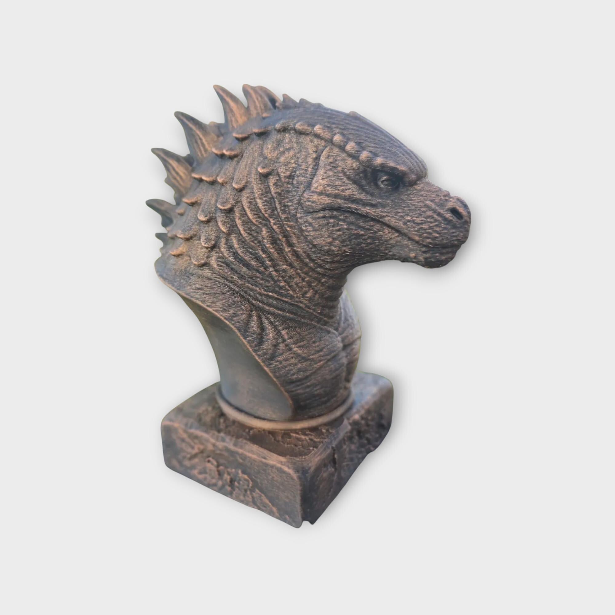 Bust of Godzilla statue - handpainted home decor dog lover gift him her ornament