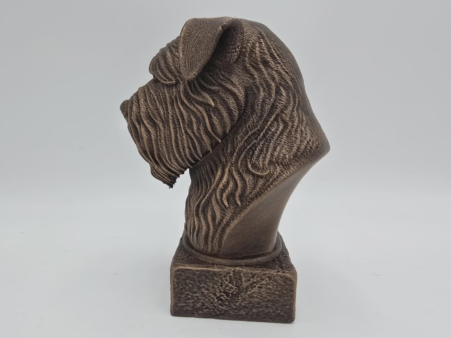 Bust of a bouvier des flandres dog statue - home decor dog lover handpainted ornament