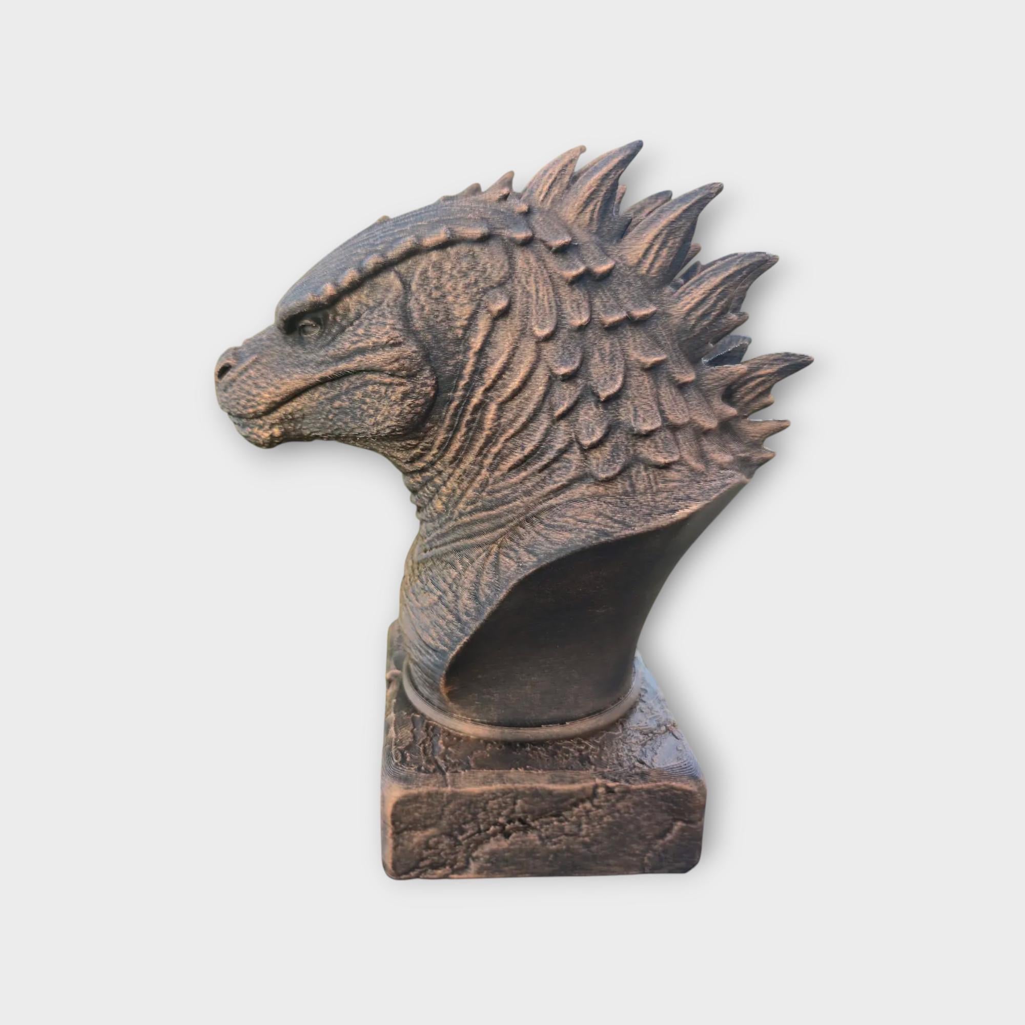 Bust of Godzilla statue - handpainted home decor dog lover gift him her ornament