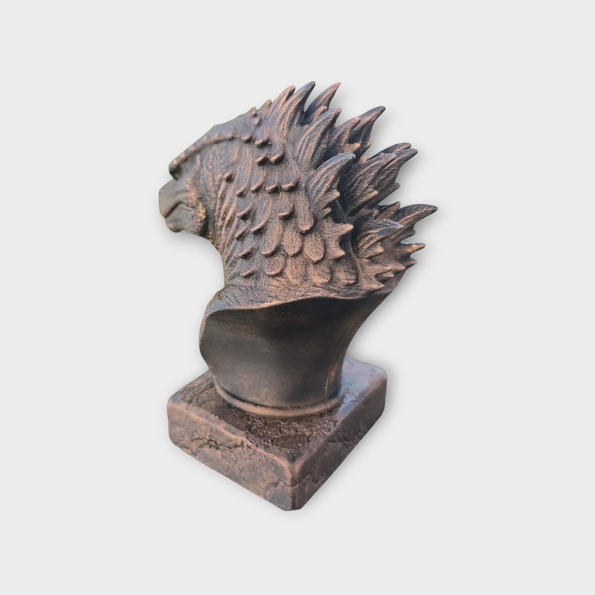 Bust of Godzilla statue - handpainted home decor dog lover gift him her ornament