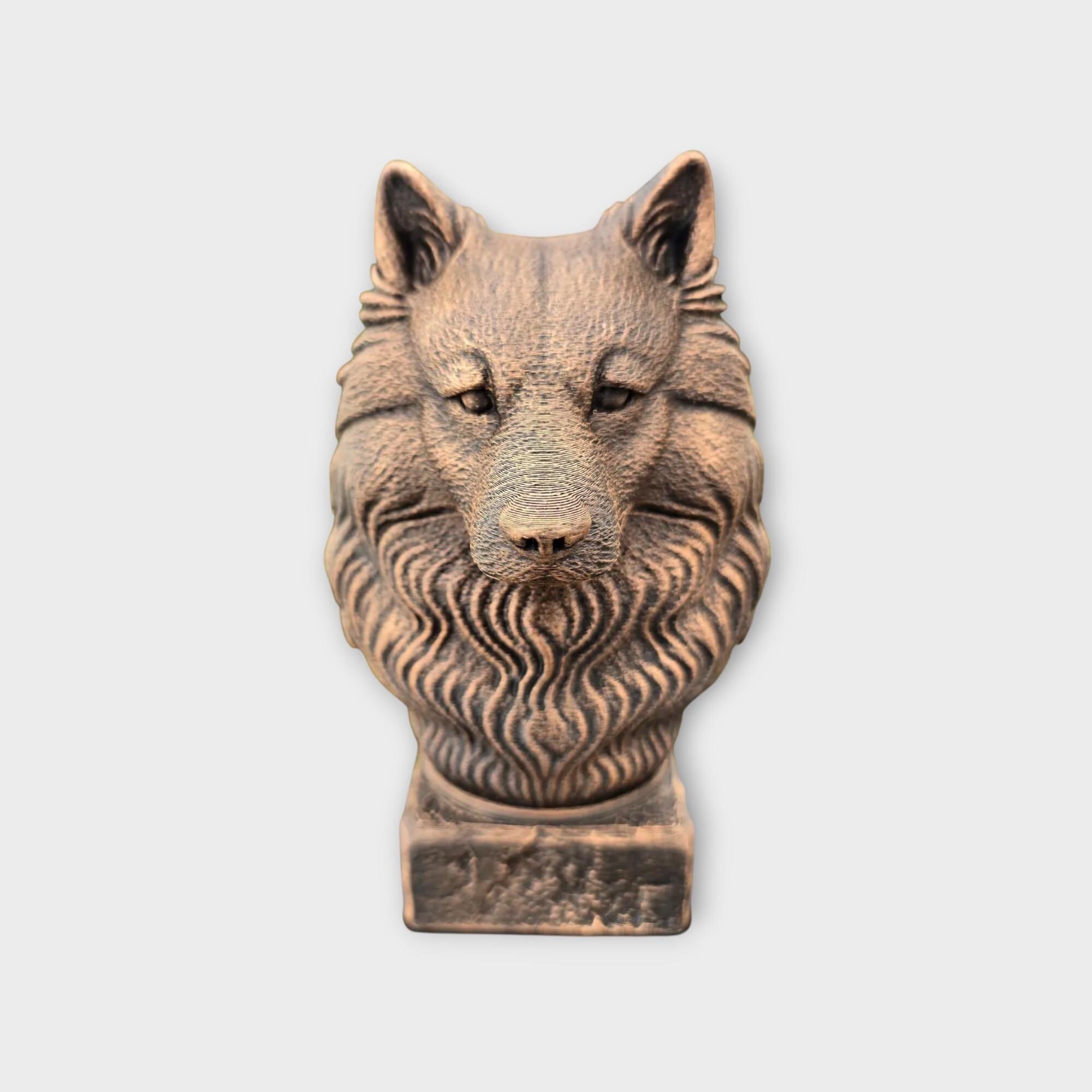 Bust of a Wolf Spitz statue - home decor animal lover gift him her handpainted ornament