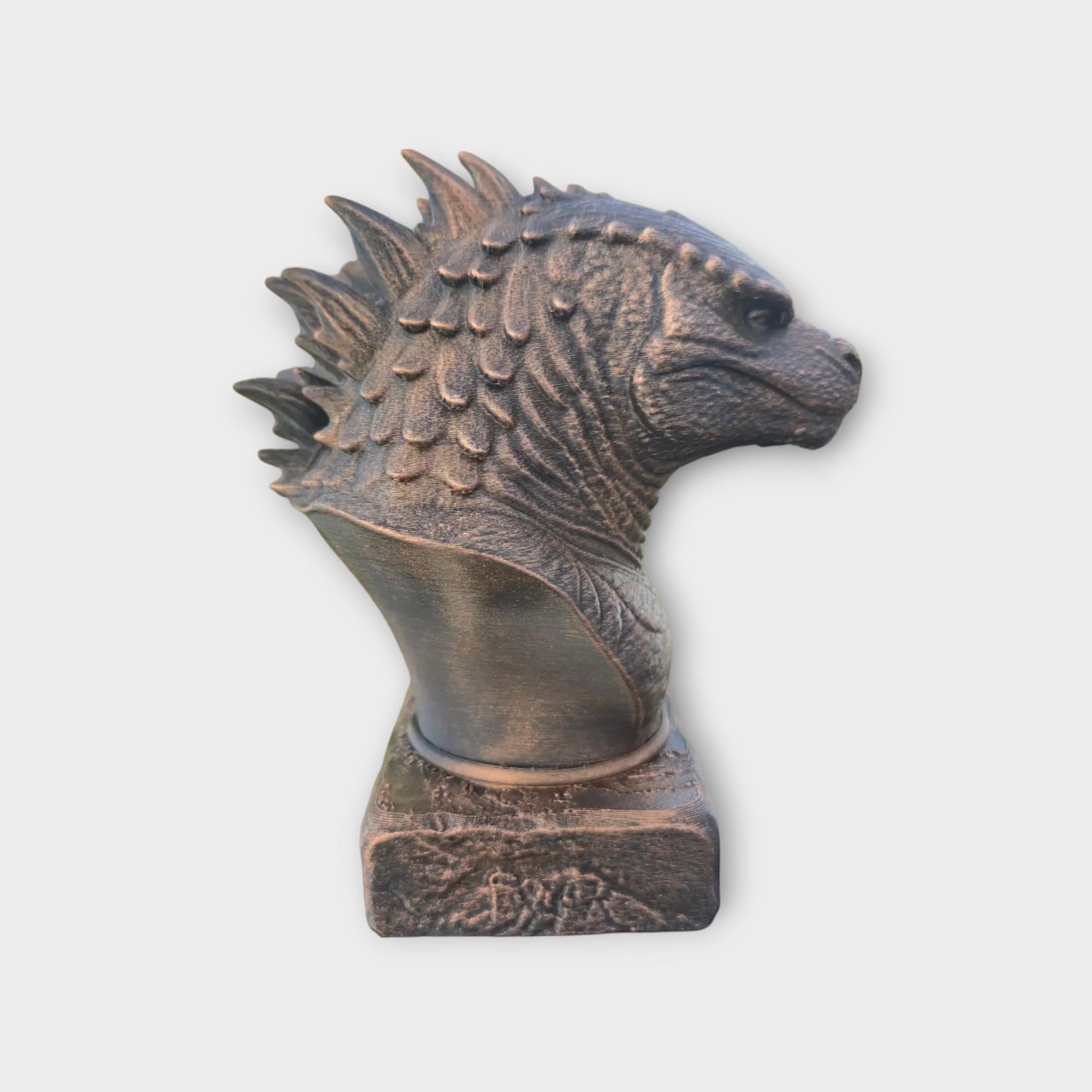 Bust of Godzilla statue - handpainted home decor dog lover gift him her ornament